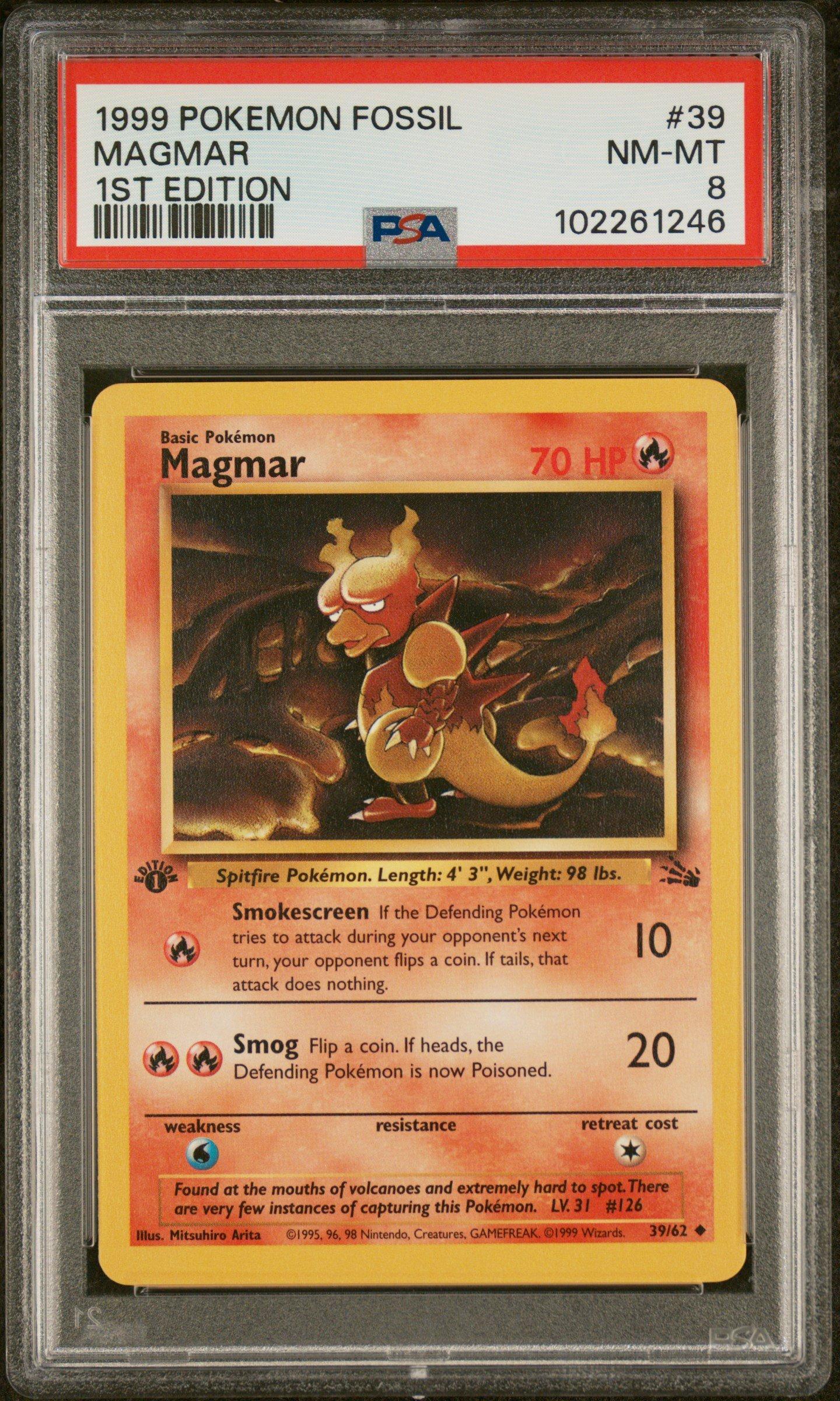 1999 Pokemon Fossil 39 Magmar 1st Edition PSA 8 Graded Card | GameStop