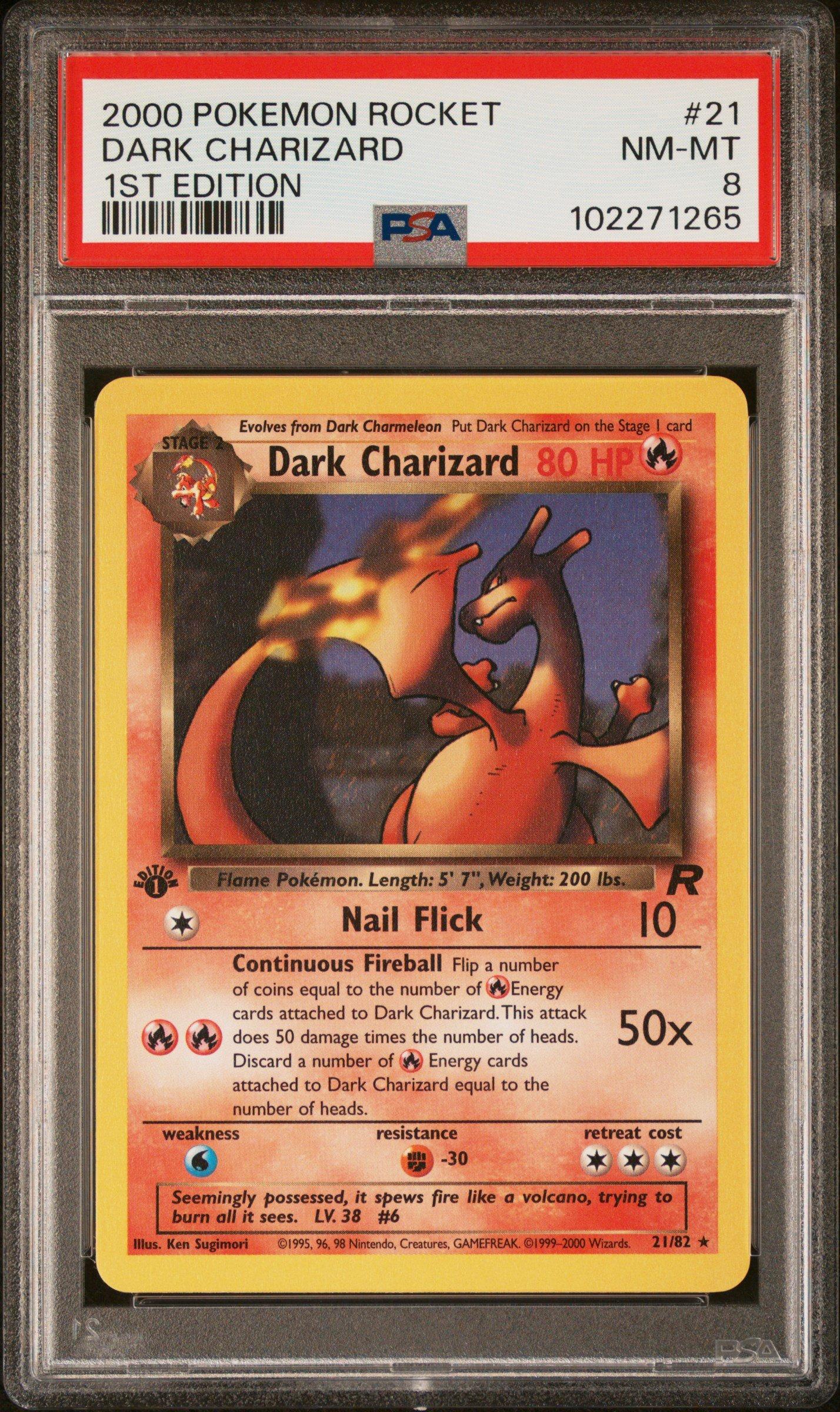 2000 Pokemon Rocket 21 Dark Charizard 1st Edition PSA 8 Graded