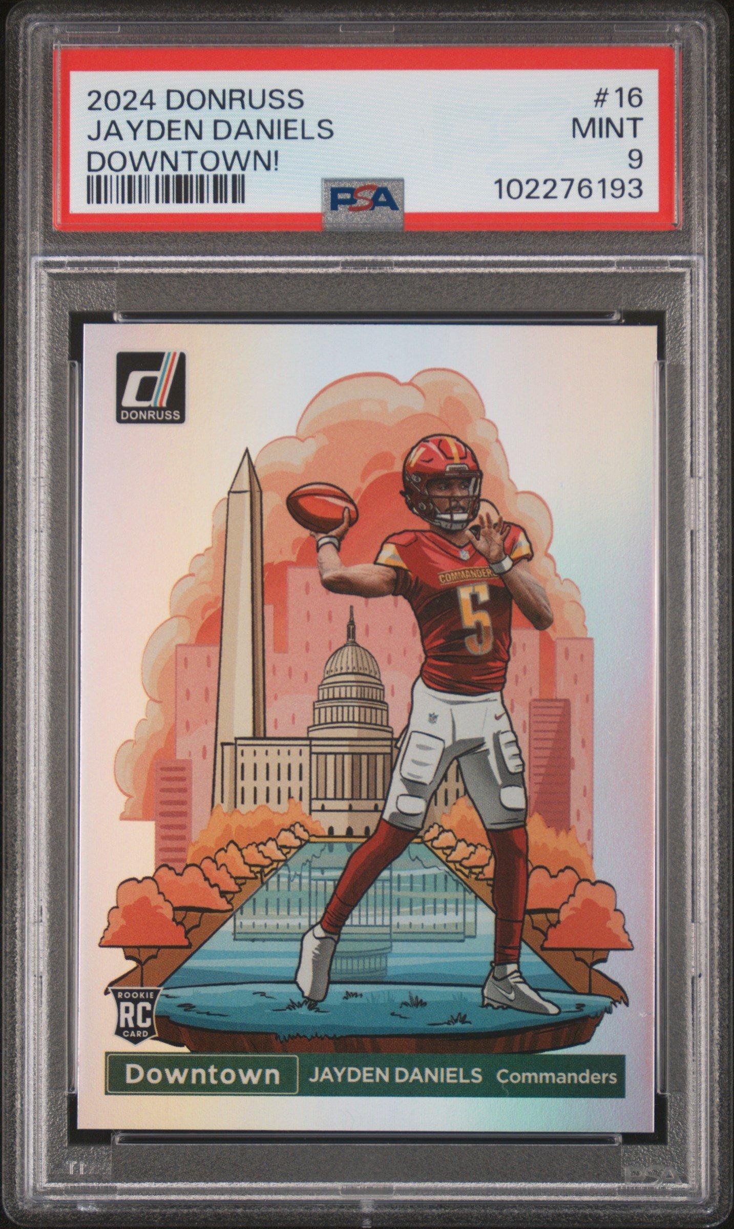 2024 Panini Donruss Downtown! 16 Jayden Daniels PSA 9 Graded Card