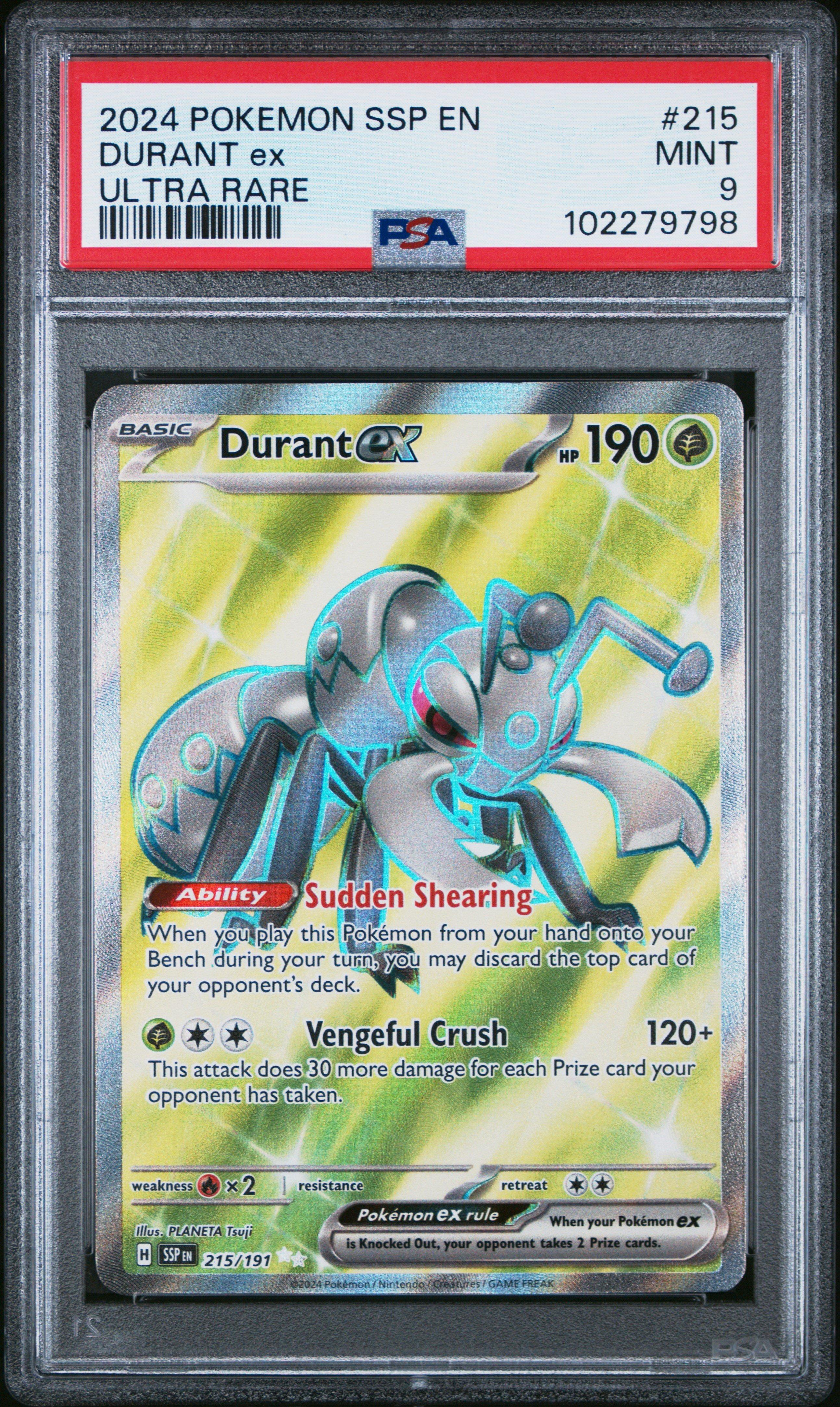 2024 Pokemon Ssp En-surging Sparks 215 Durant Ex Ultra Rare PSA 9