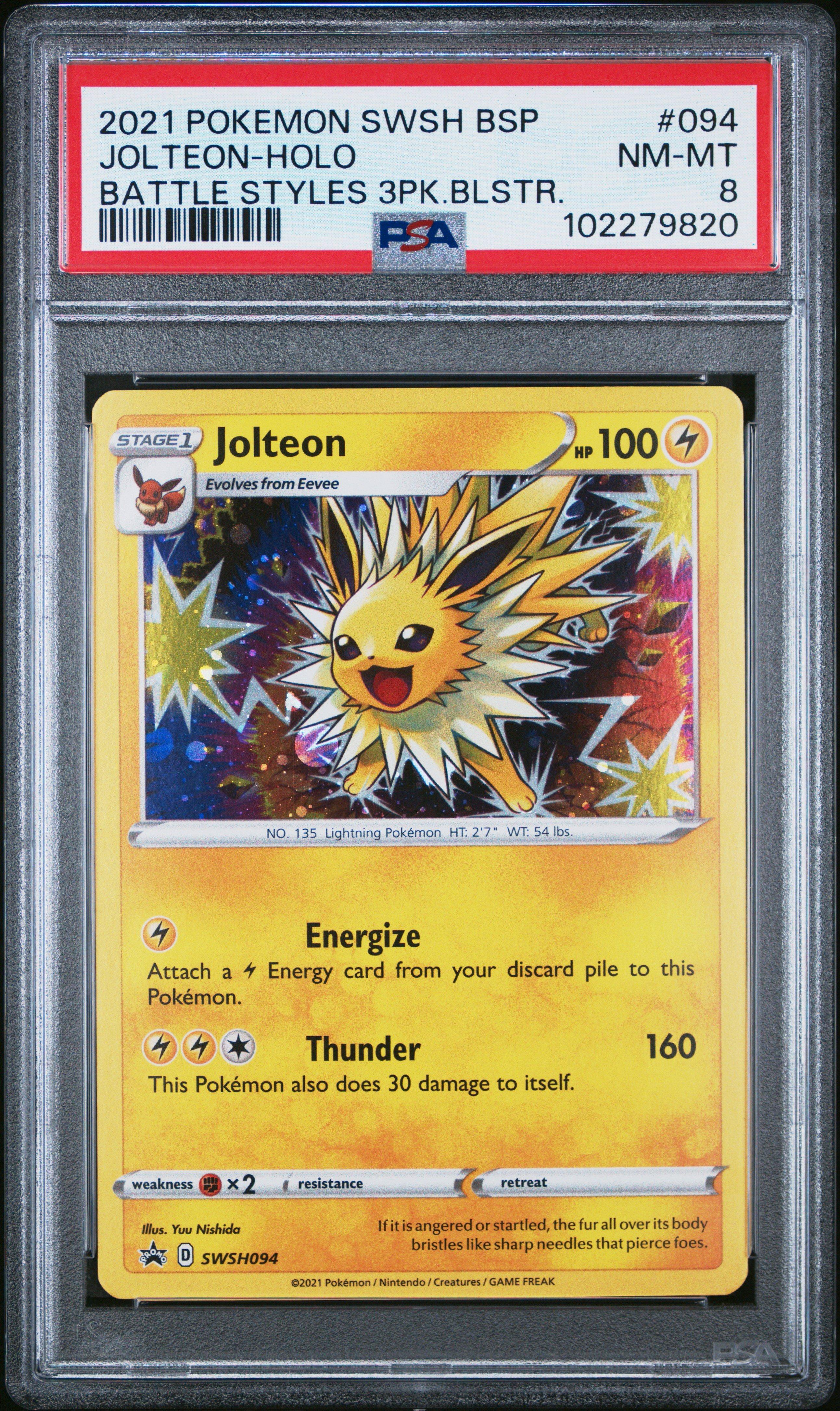 2021 Pokemon Swsh Black Star Promo 094 Jolteon-holo Battle Styles Three Pack Blisters PSA