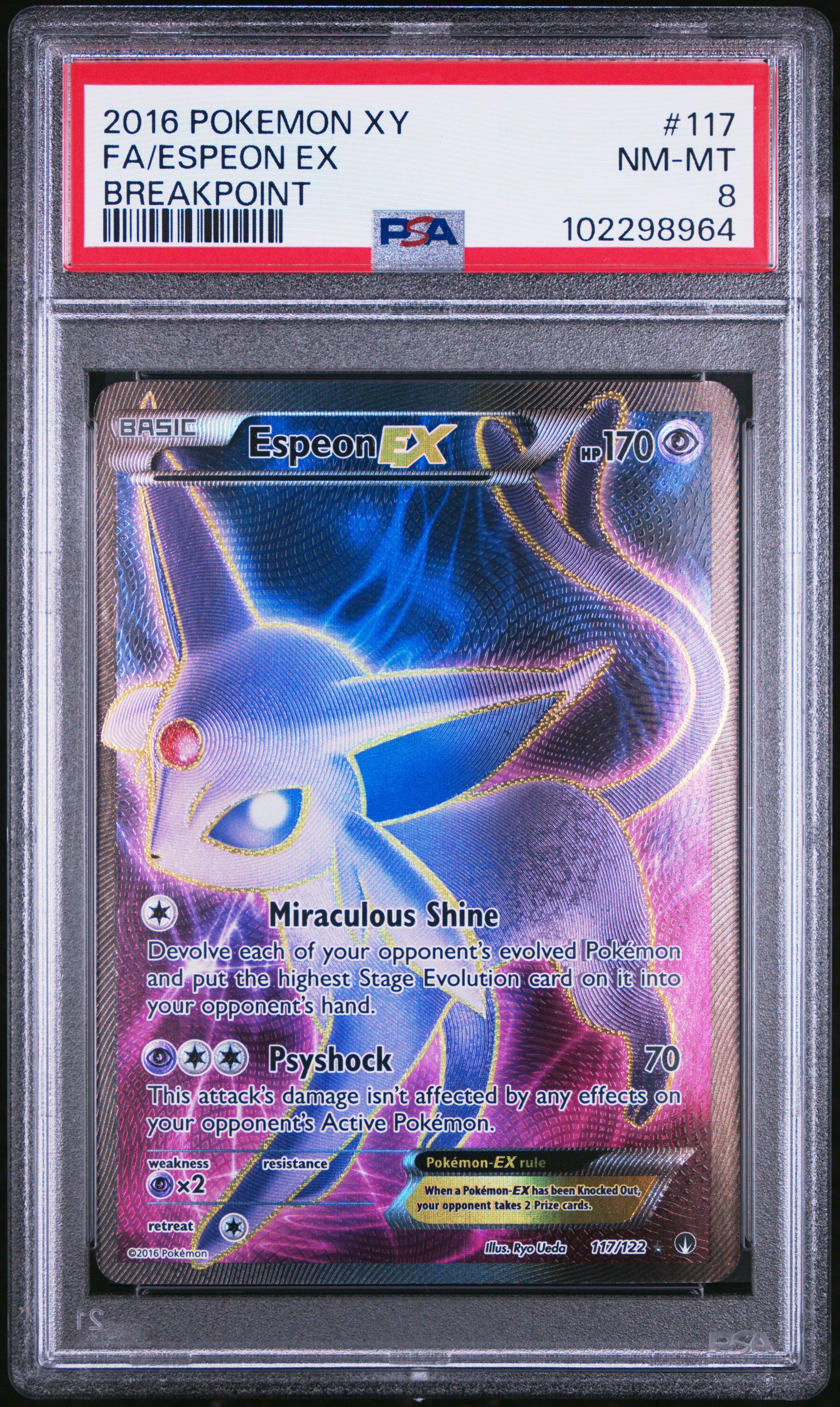 2016 Pokemon Xy Breakpoint 117 Full Art/espeon Ex PSA 8 Graded
