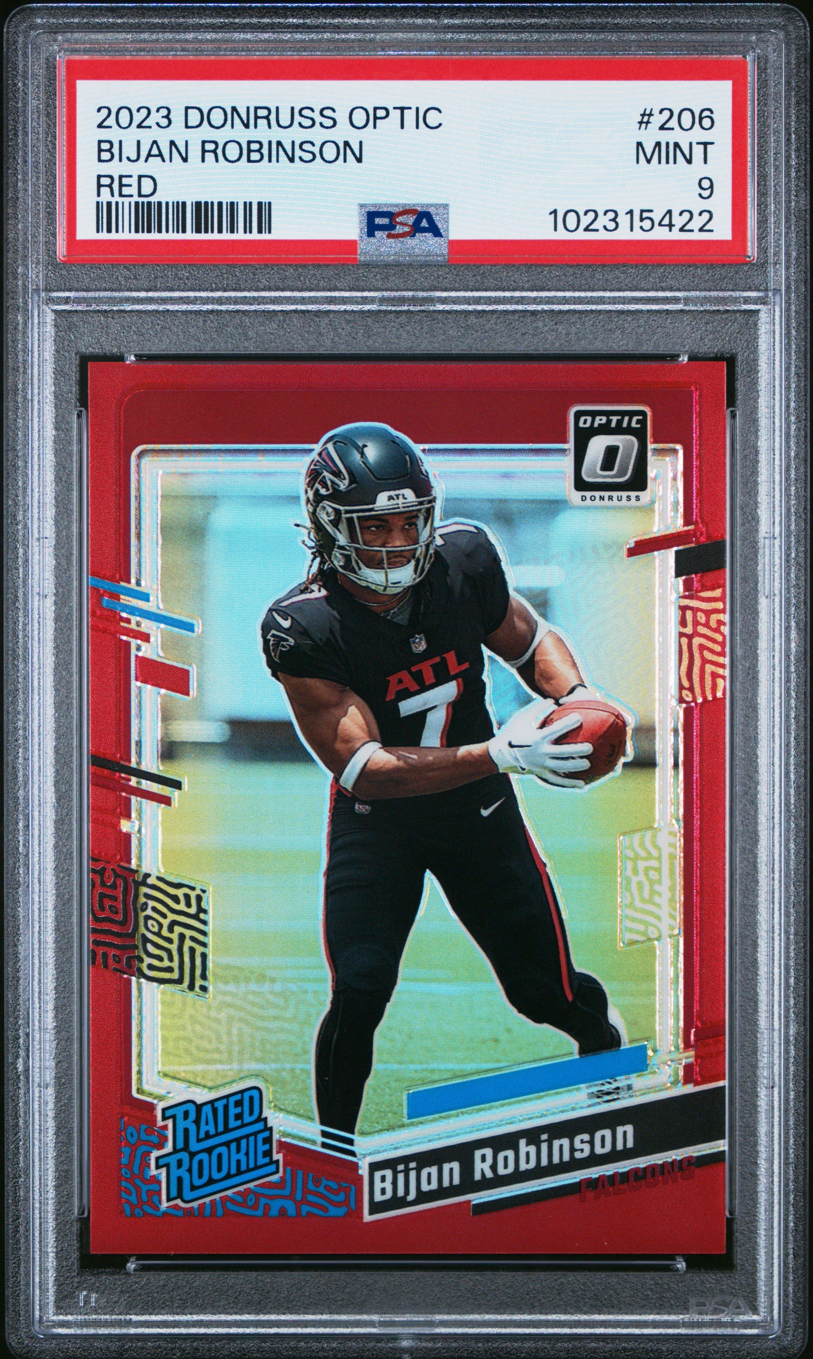 2023 Panini Donruss Optic 206 Bijan Robinson Red PSA 9