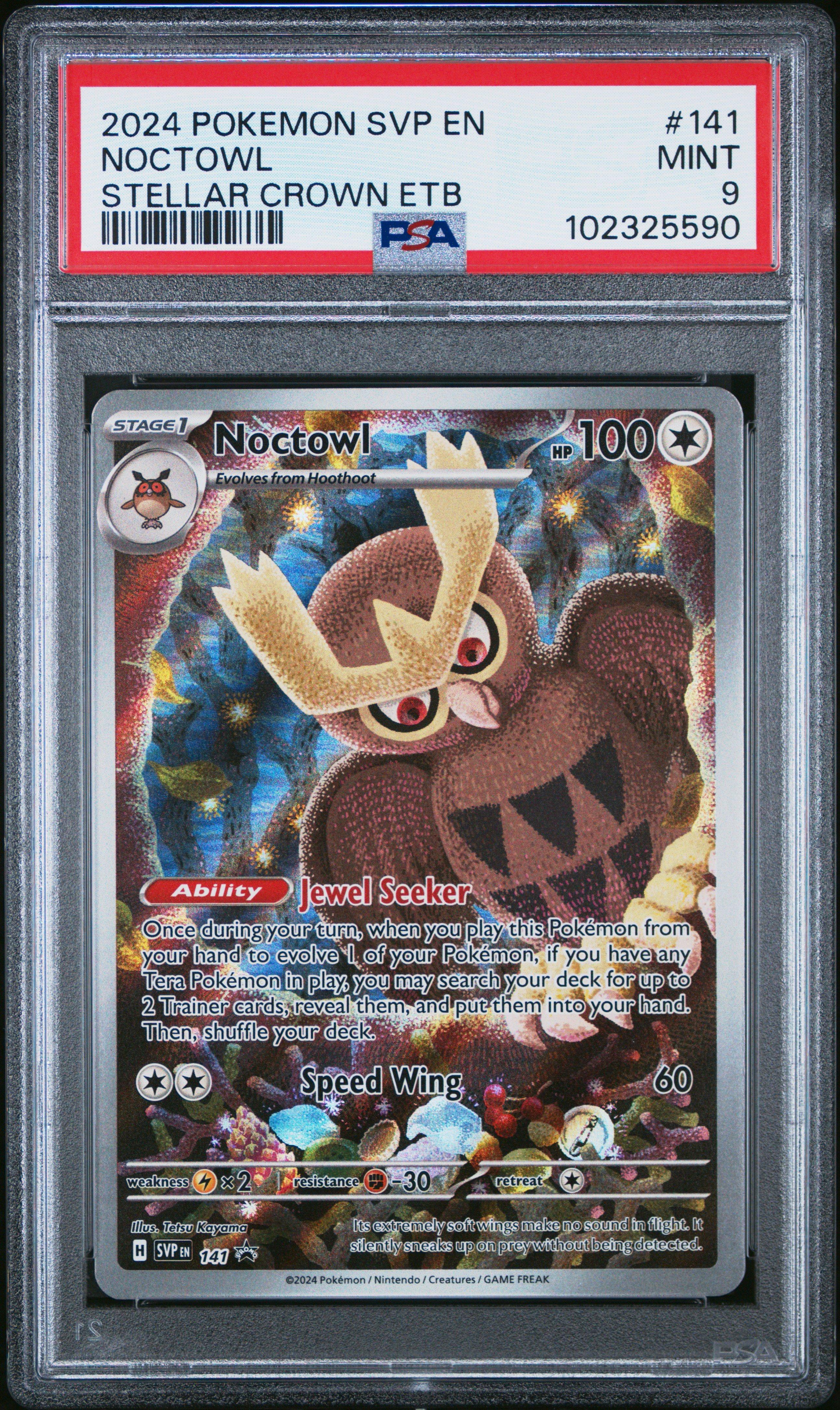2024 Pokemon Svp En-sv Black Star Promo 141 Noctowl Stellar Crown Elite Trainer Box PSA