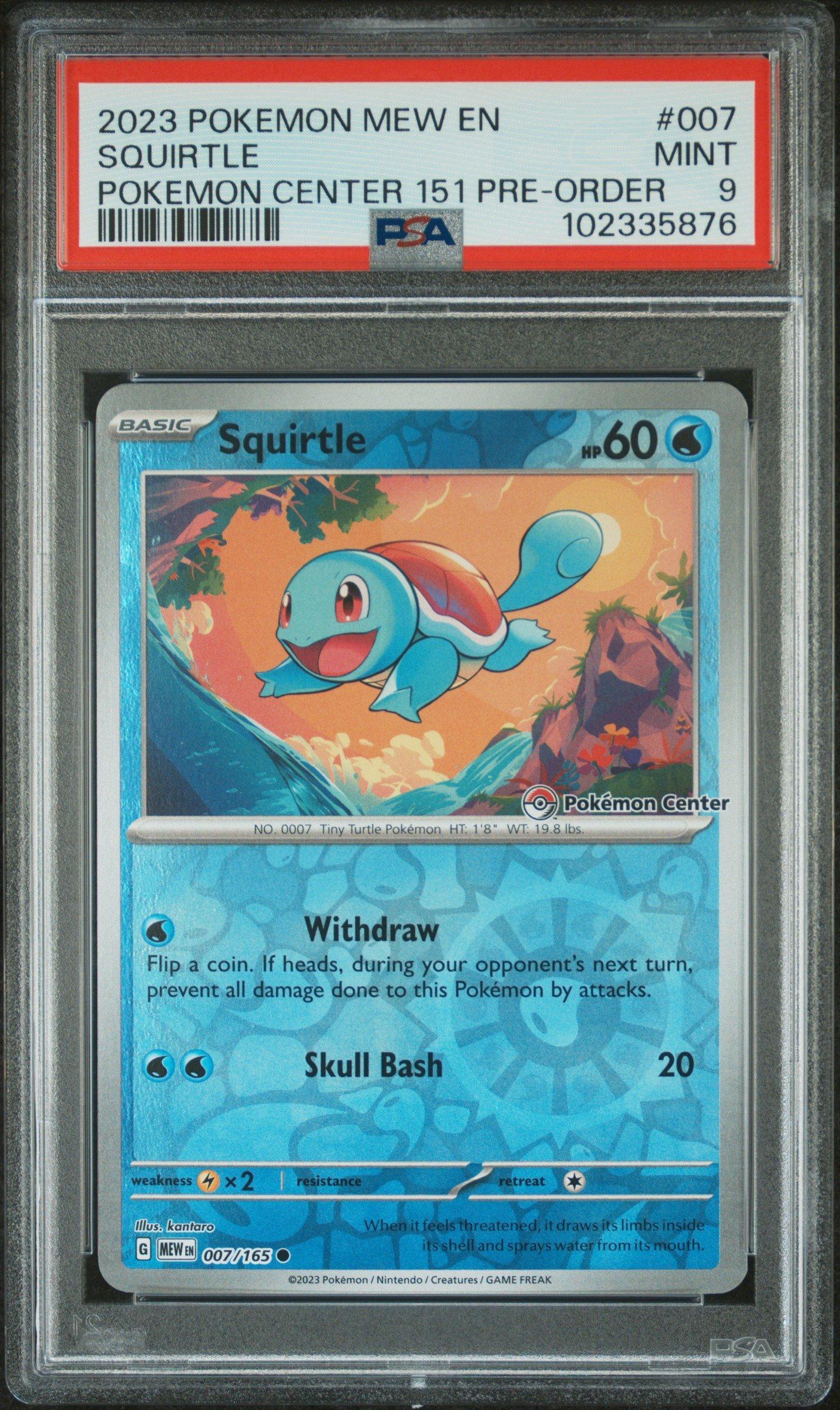 2023 Pokemon Mew En-151 007 Squirtle Pokemon Center 151 Pre-order Promo PSA