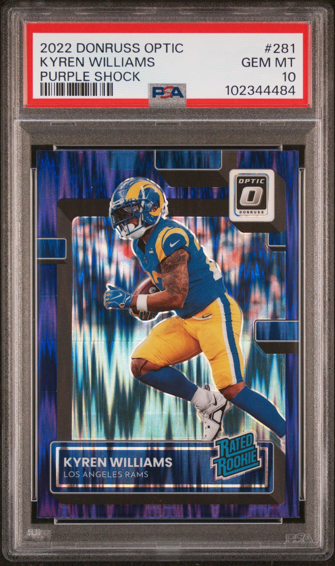 2022 Panini Donruss Optic 281 Kyren Williams Purple Shock PSA 10