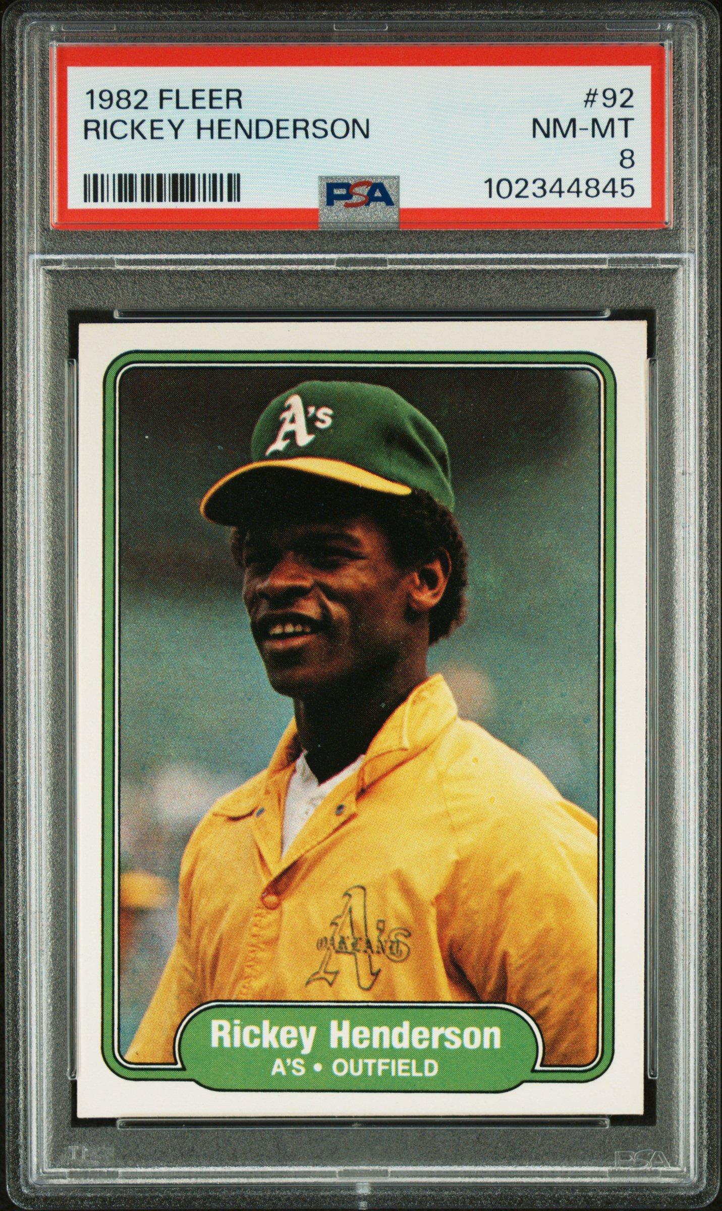 1982 Fleer 92 Rickey Henderson PSA 8