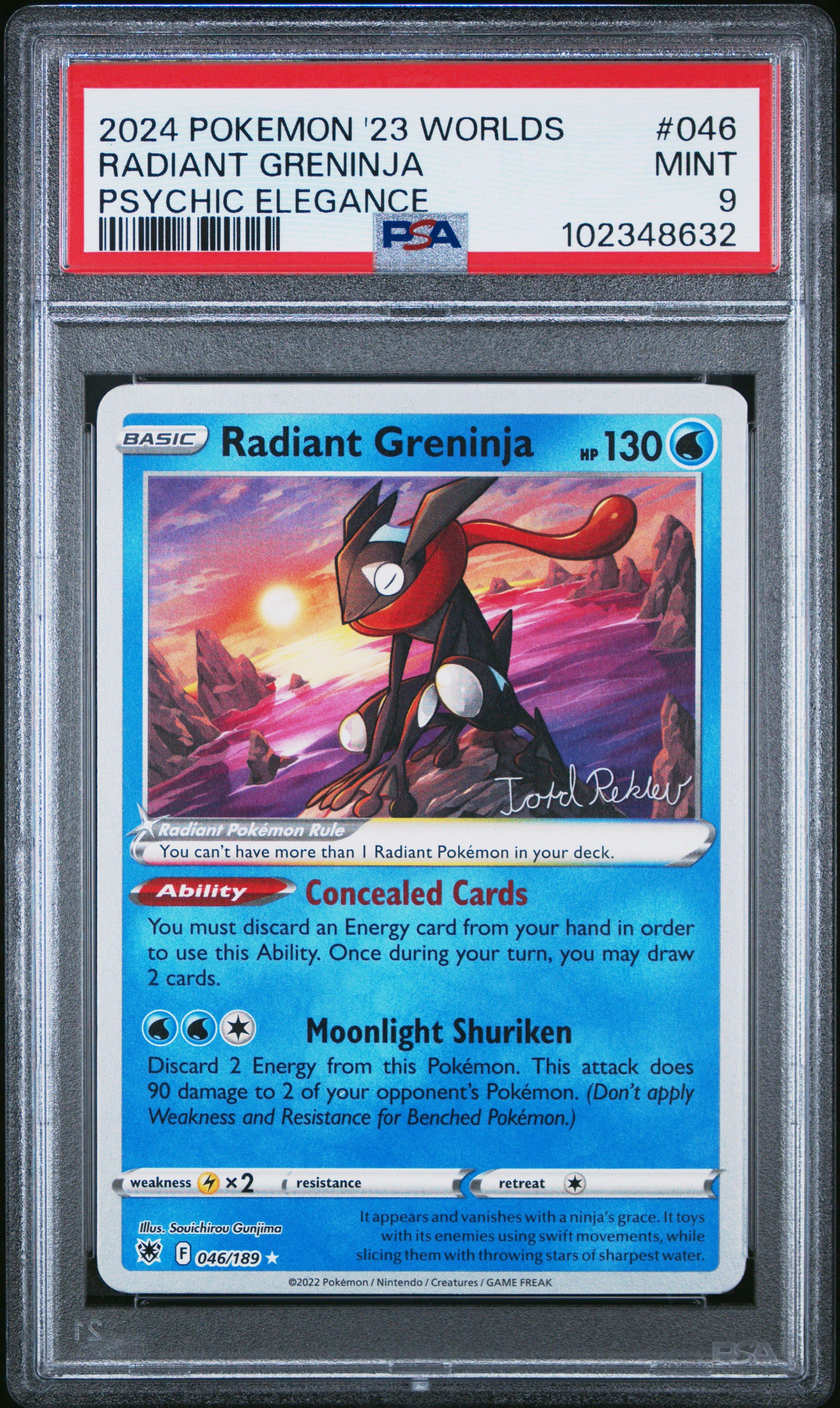 2024 Pokemon 2023 World Championship Deck: Psychic Elegance 046 Radiant Greninja PSA 9