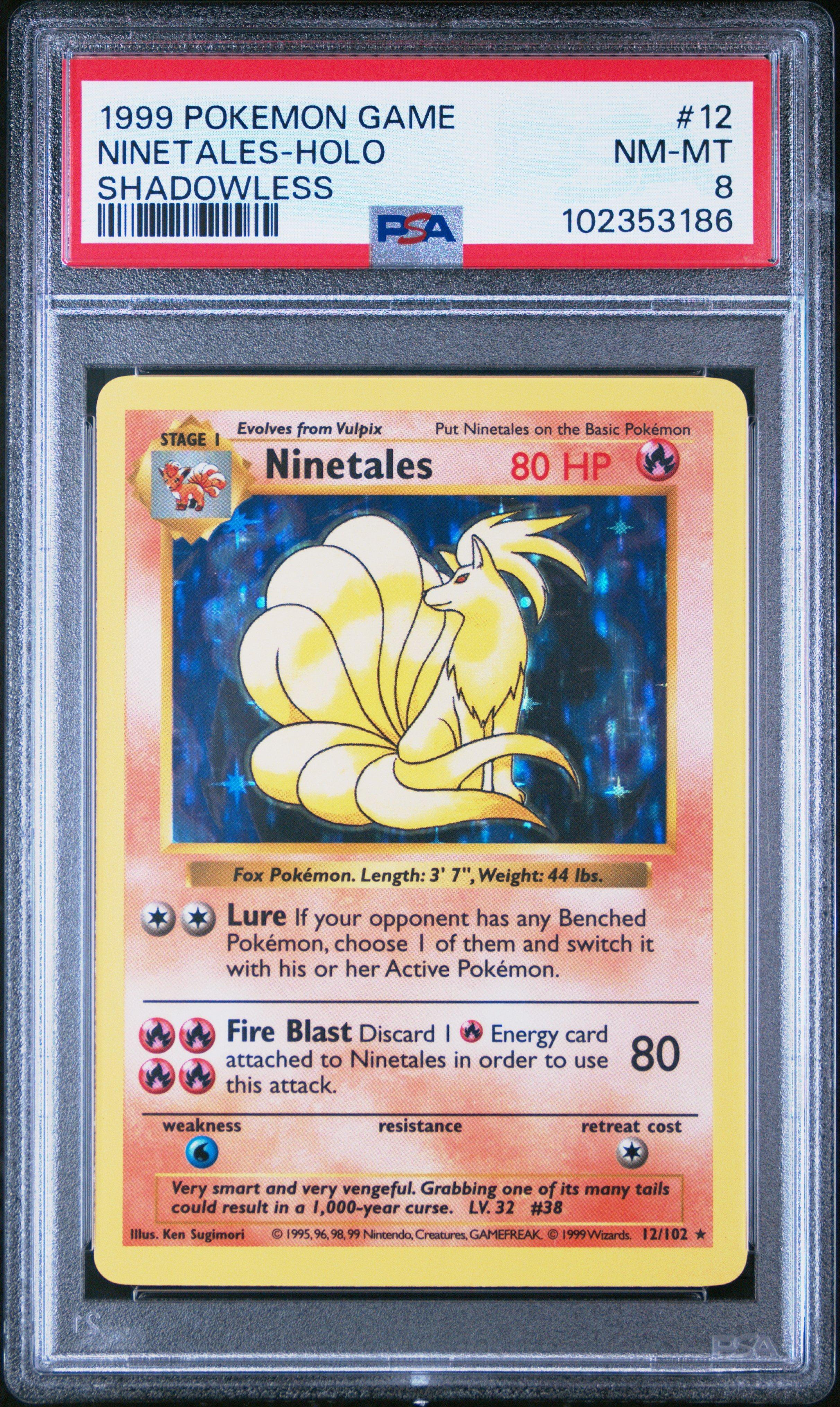 1999 Pokemon Game 12 Ninetales-holo Shadowless PSA
