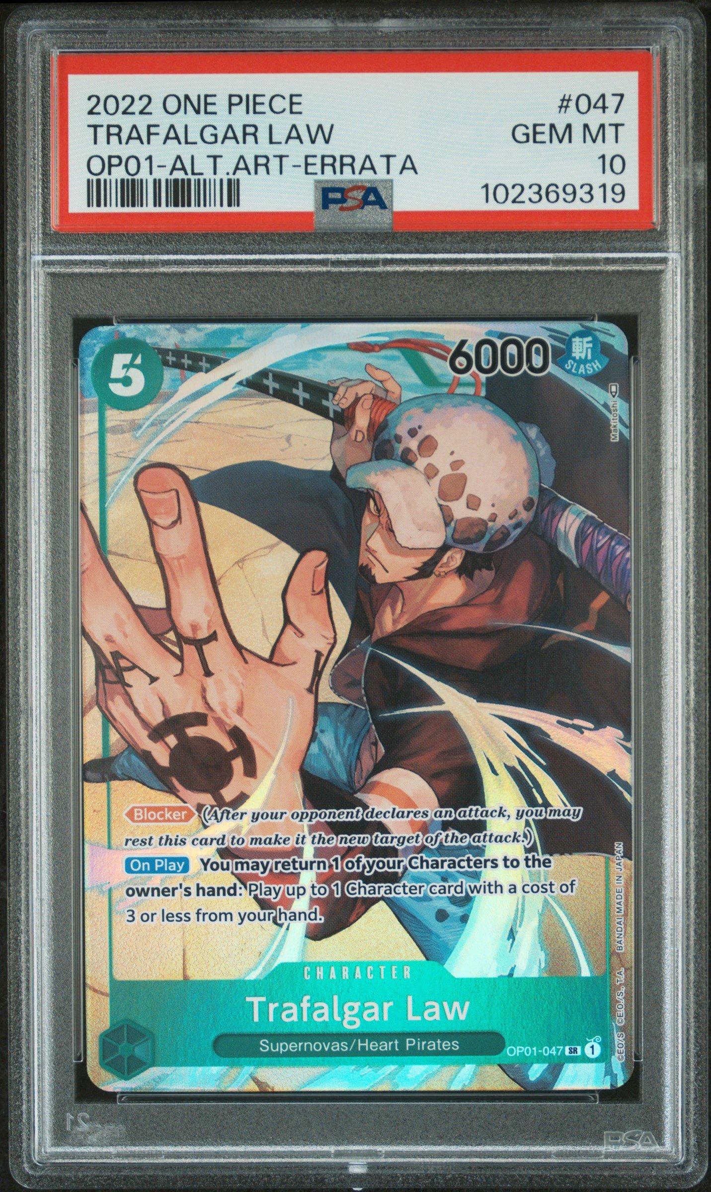 2022 One Piece Op01-romance Dawn 047 Trafalgar Law Alternate Art-errata PSA 10