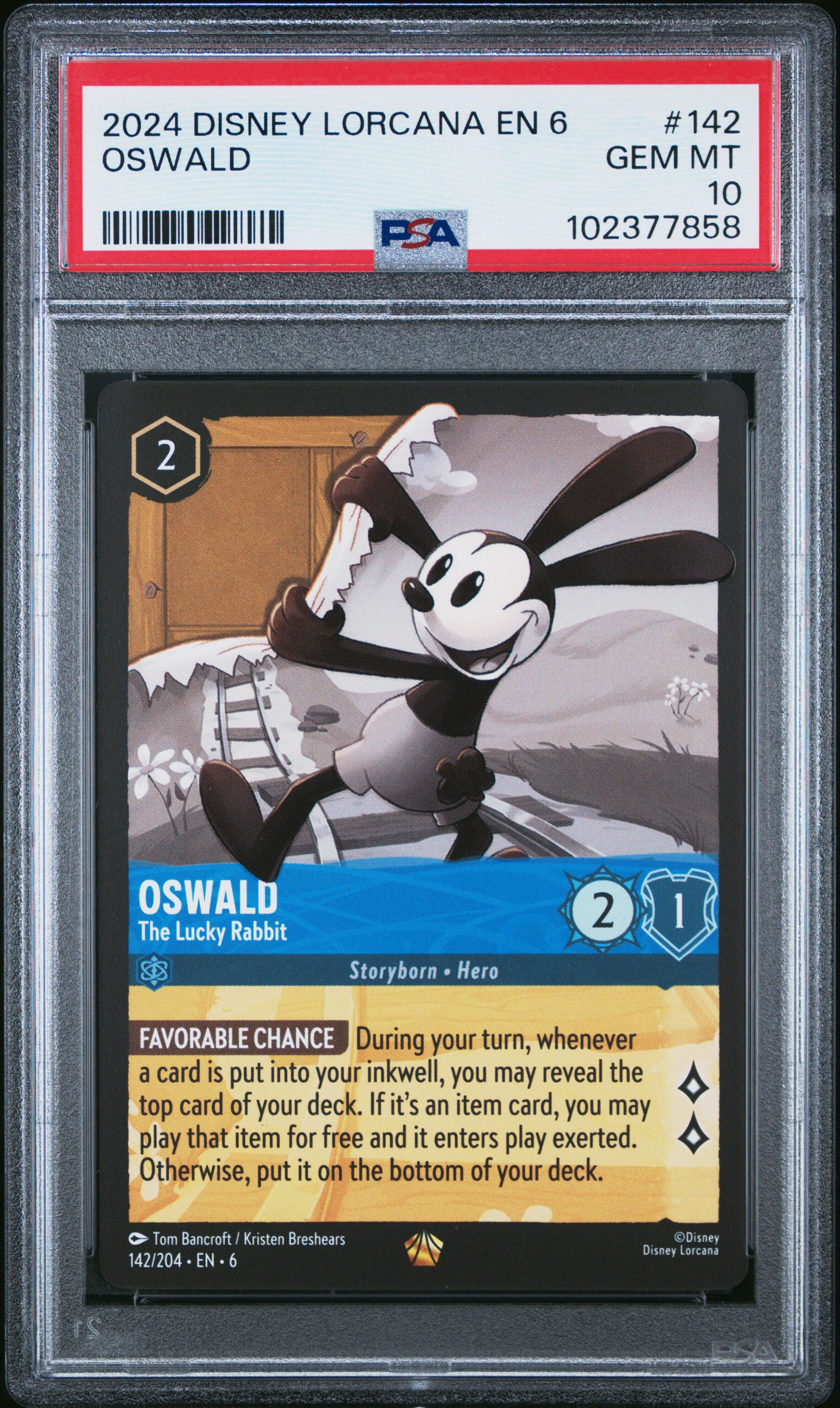 2024 Disney Lorcana En 6-azurite Sea 142 Oswald - The Lucky Rabbit