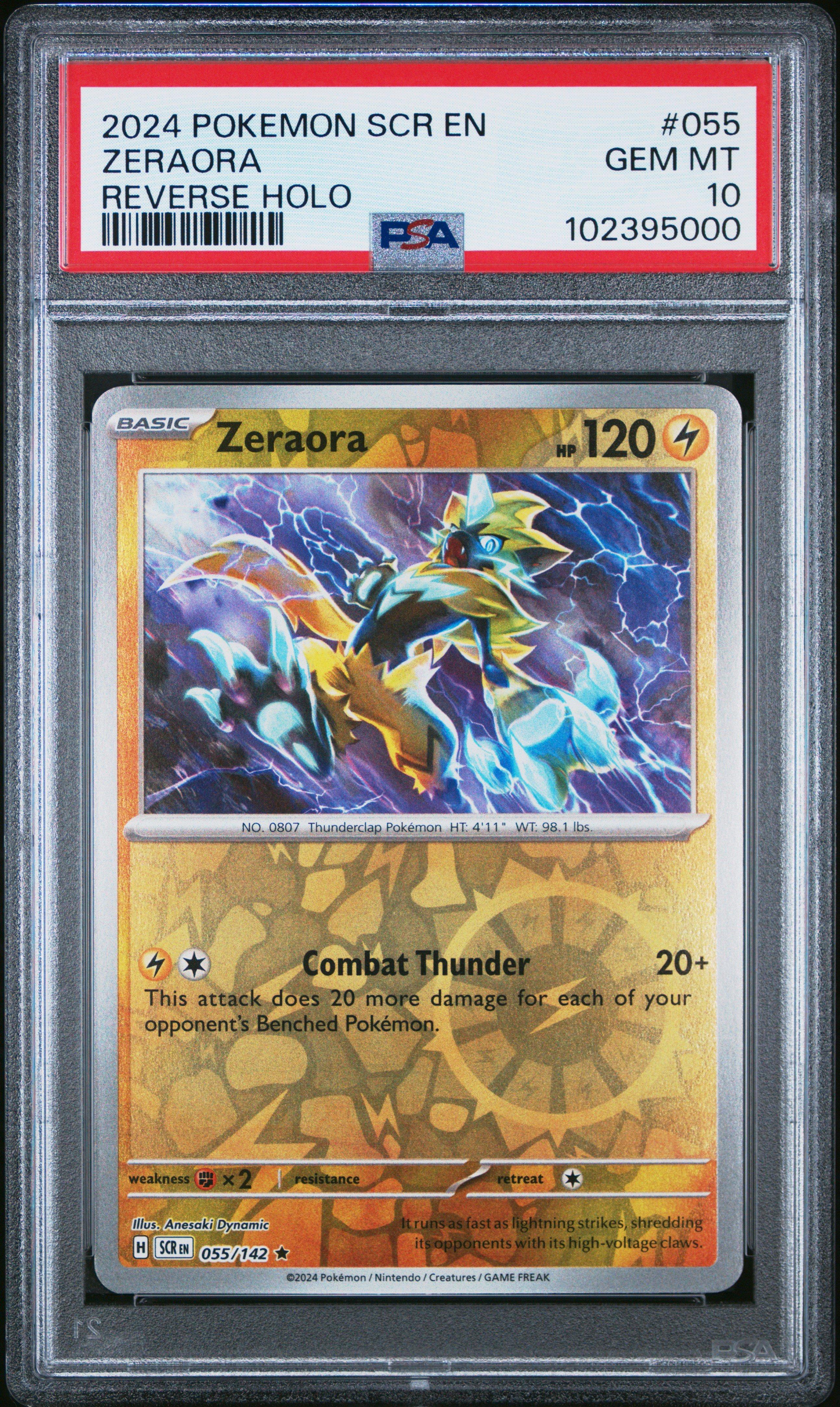 2024 Pokemon Scr En-stellar Crown 055 Zeraora Reverse Holo PSA 10
