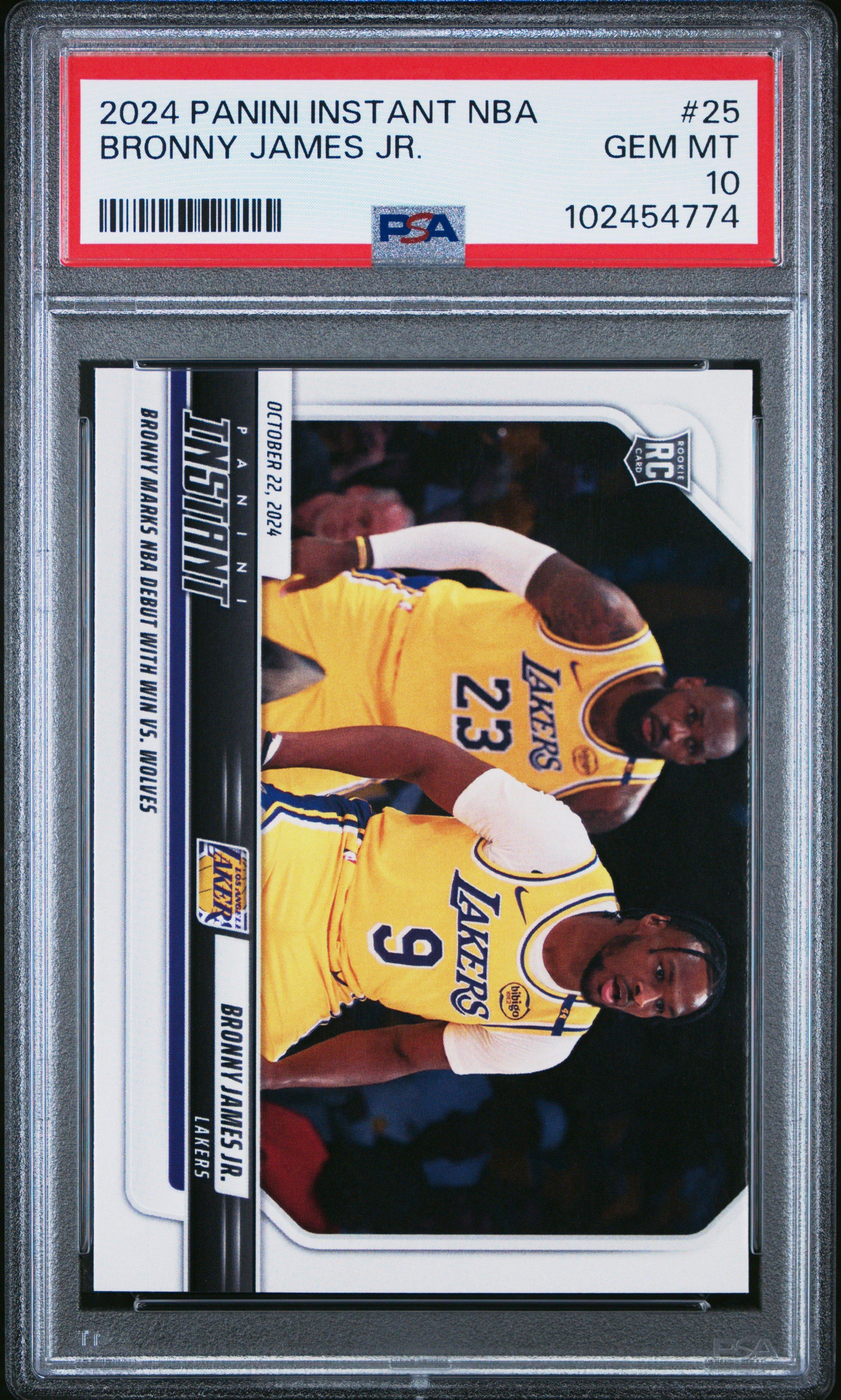 2024 Panini Instant Nba 25 Bronny James Jr. PSA 10 Graded Card