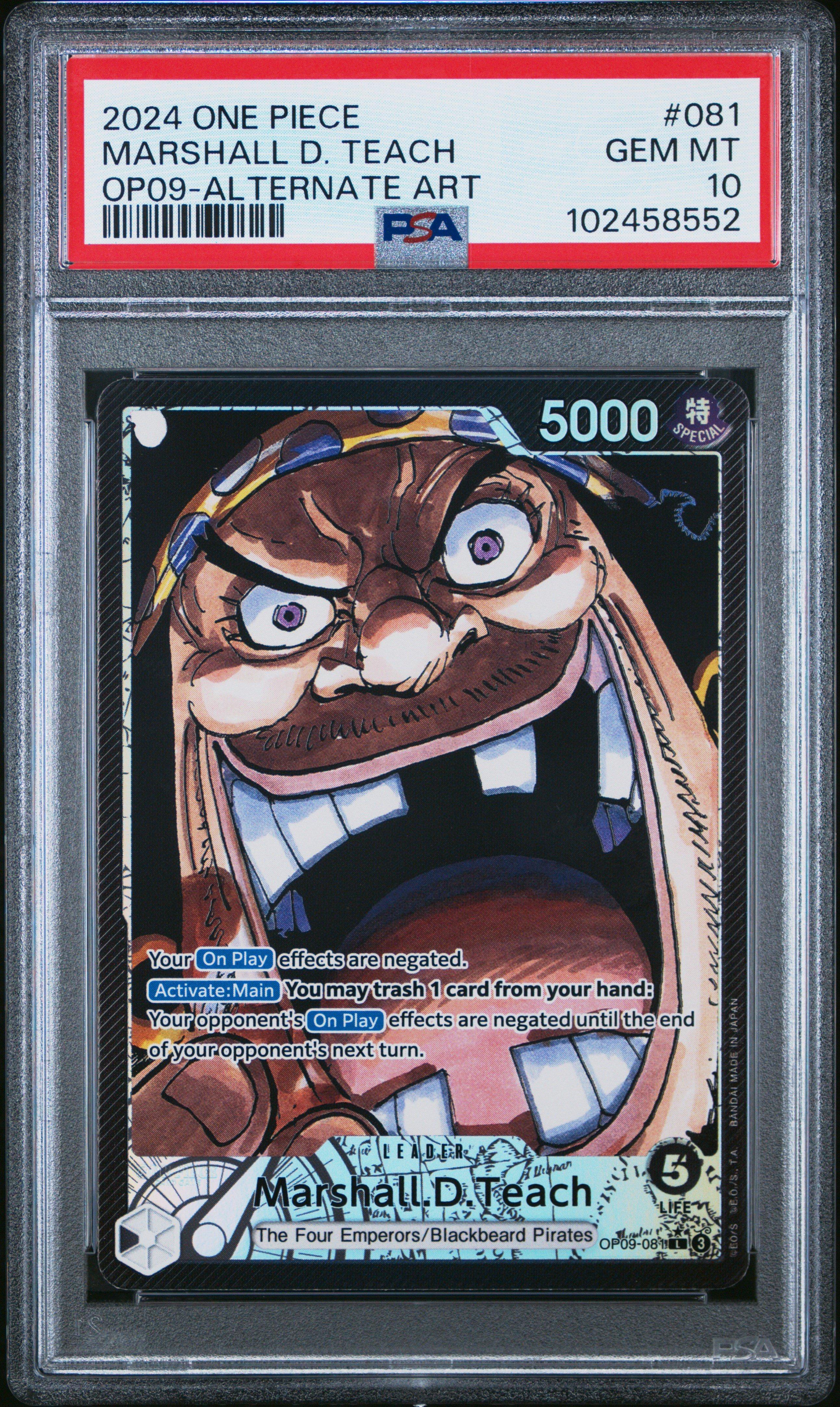 2024 One Piece Op09-emperors In The New World Marshall D. Teach Alternate Art PSA 10