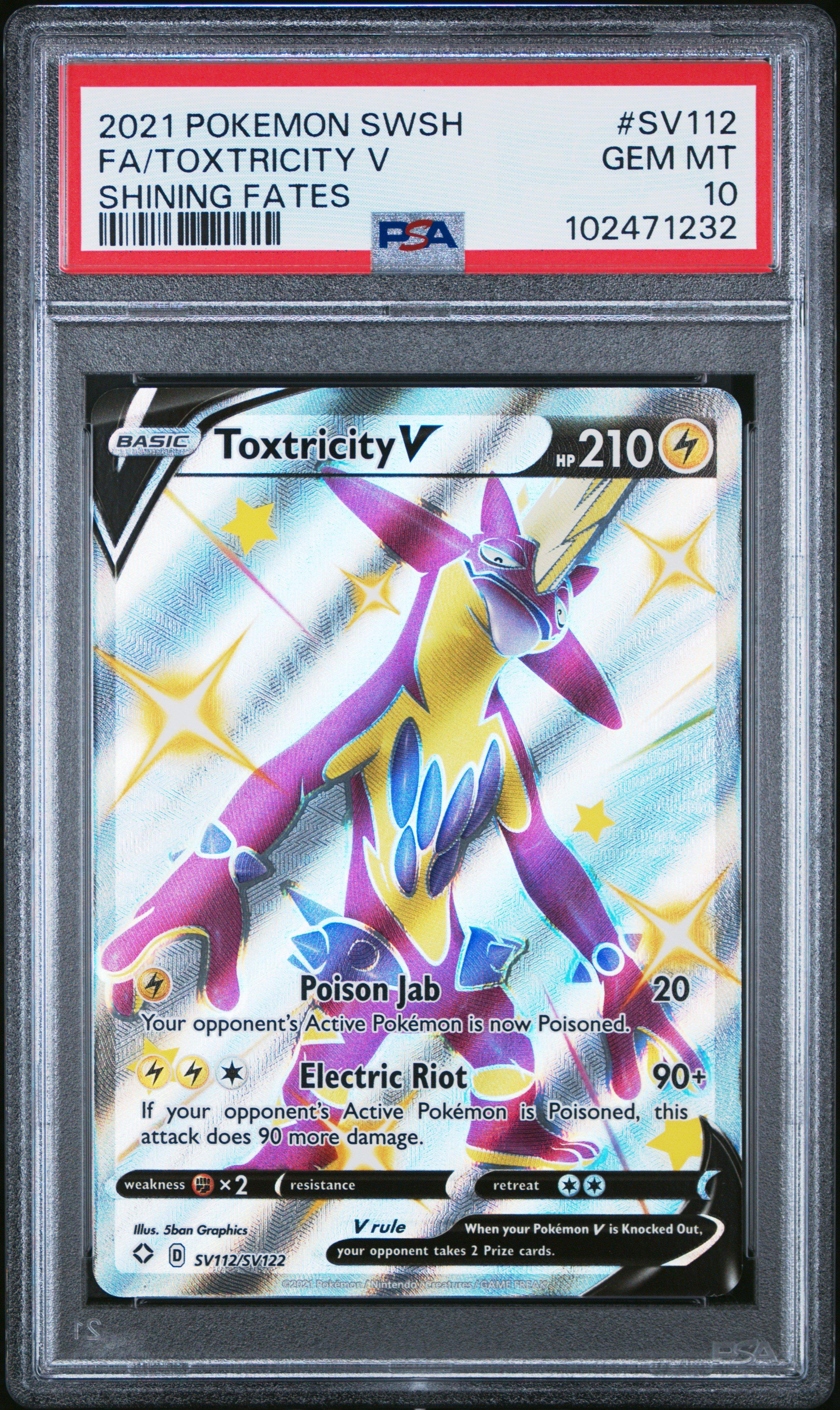 2021 Pokemon Sword & Shield Shining Fates Sv112 Full Art/toxtricity V PSA