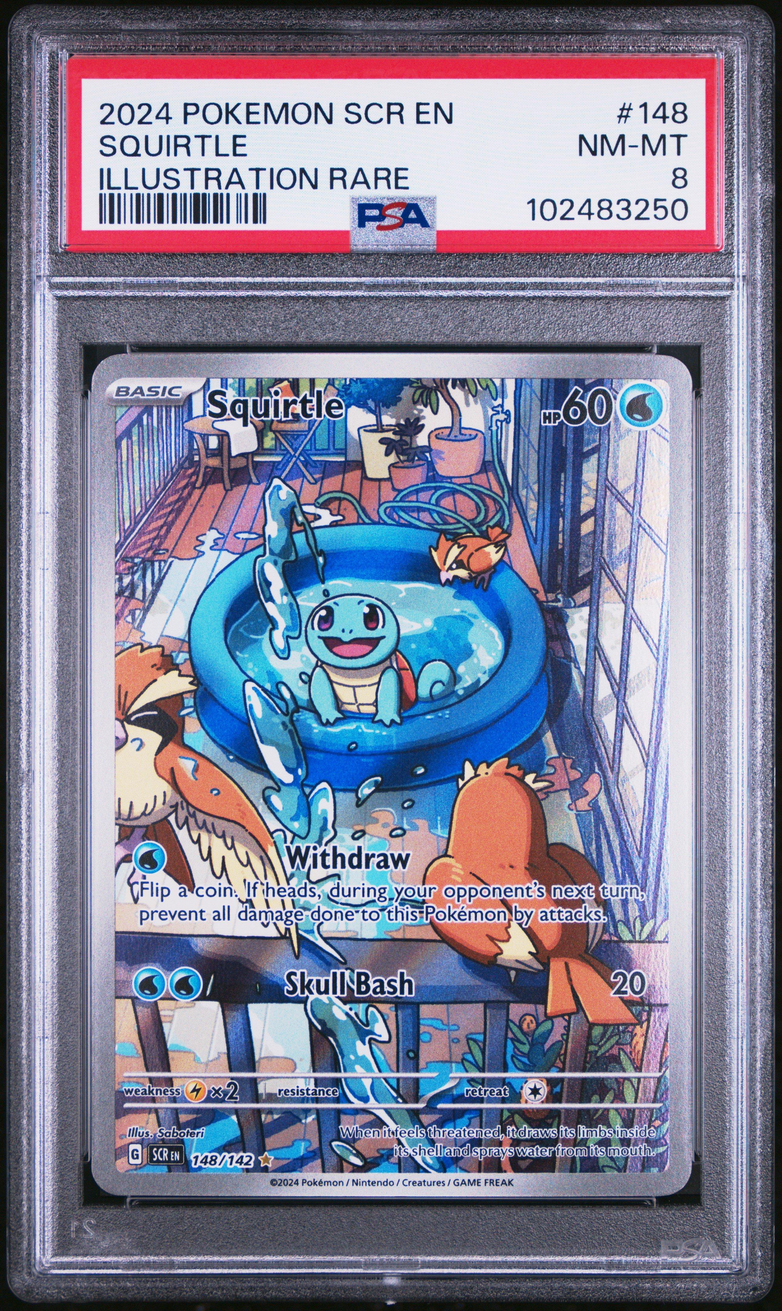 2024 Pokemon Scr En-stellar Crown 148 Squirtle Illustration Rare PSA 8