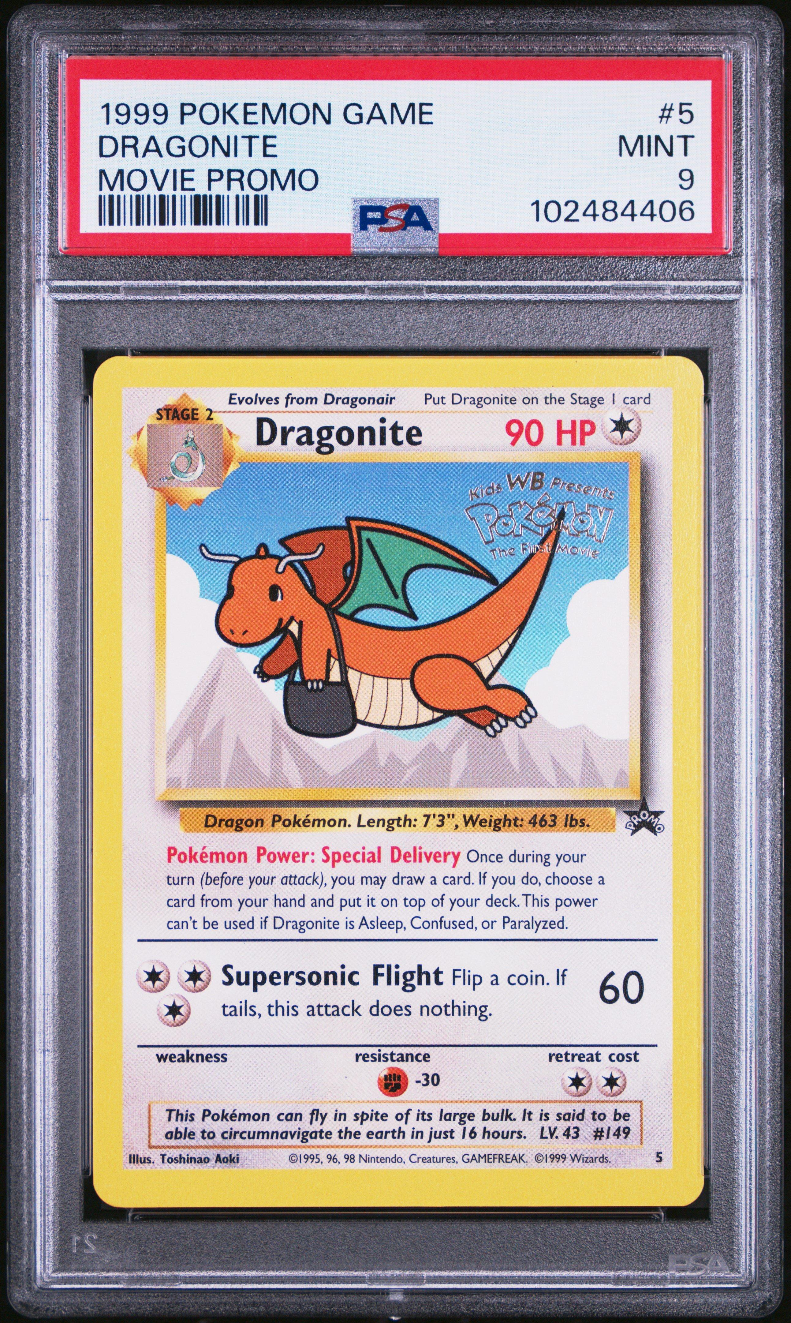 1999 Pokemon Game Movie 5 Dragonite Movie Promo PSA