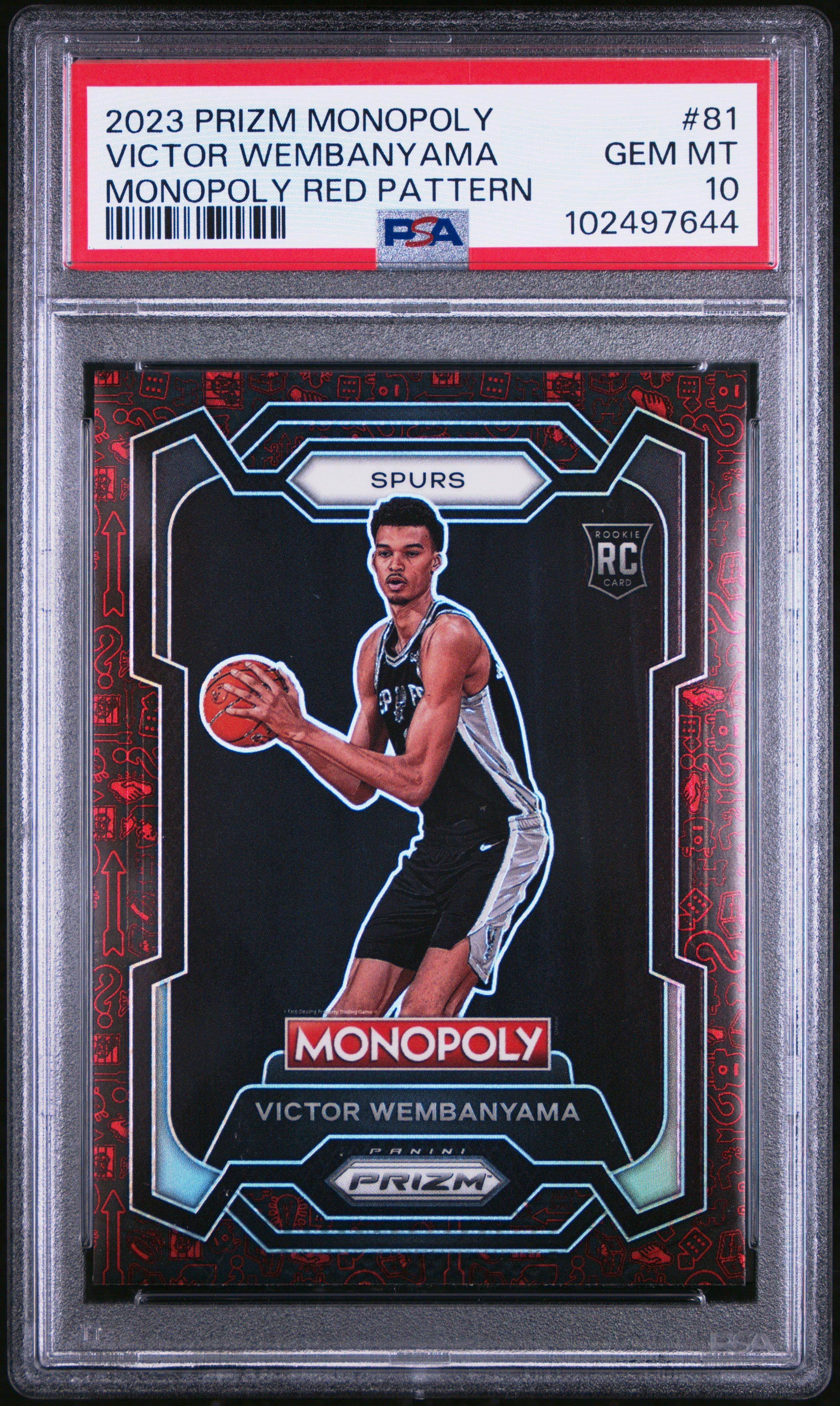 2023 Panini Prizm Monopoly 81 Victor Wembanyama Monopoly Red Pattern PSA 10