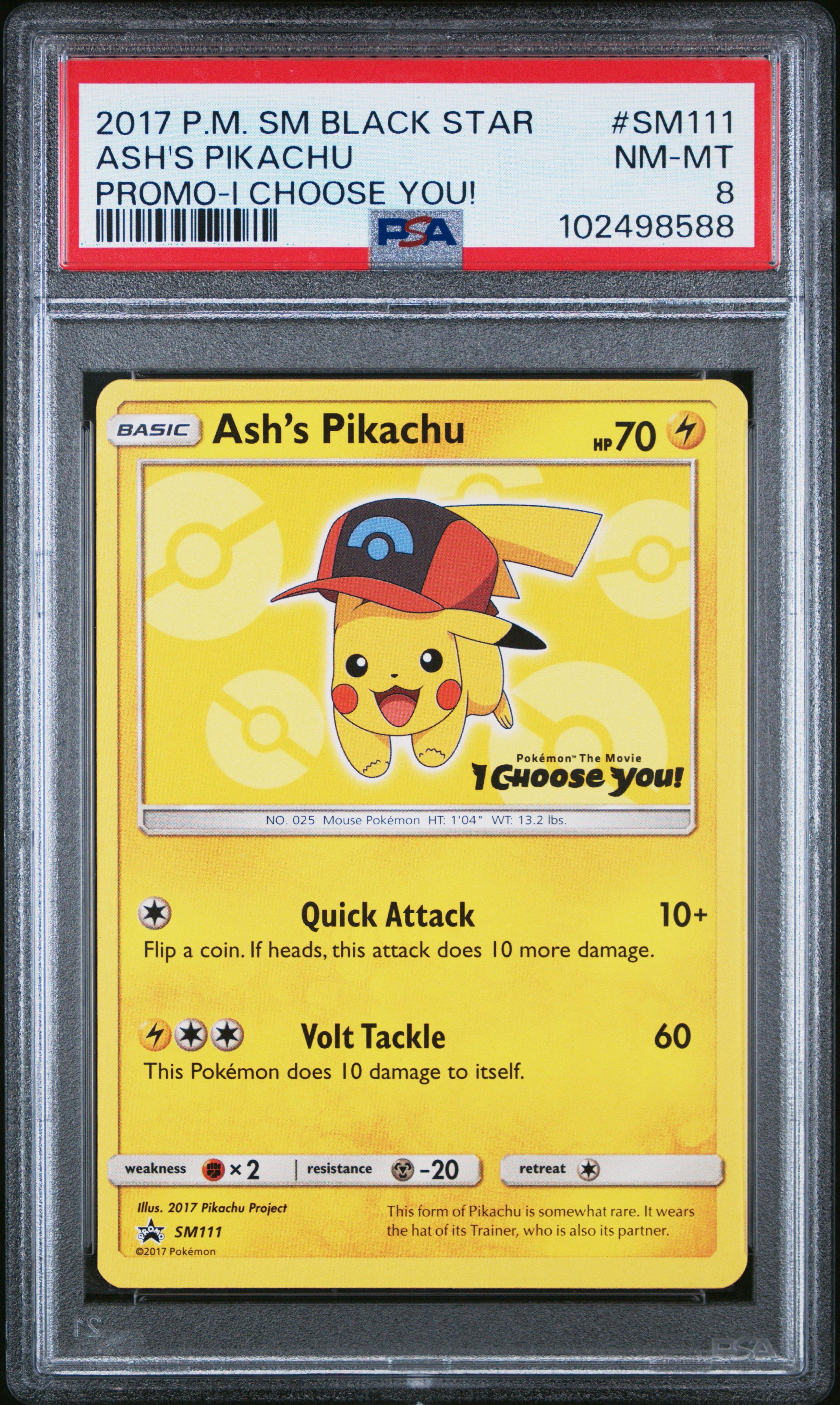 2017 Pokemon Sm Black Star Promo Sm111 Ash's Pikachu I Choose You! PSA