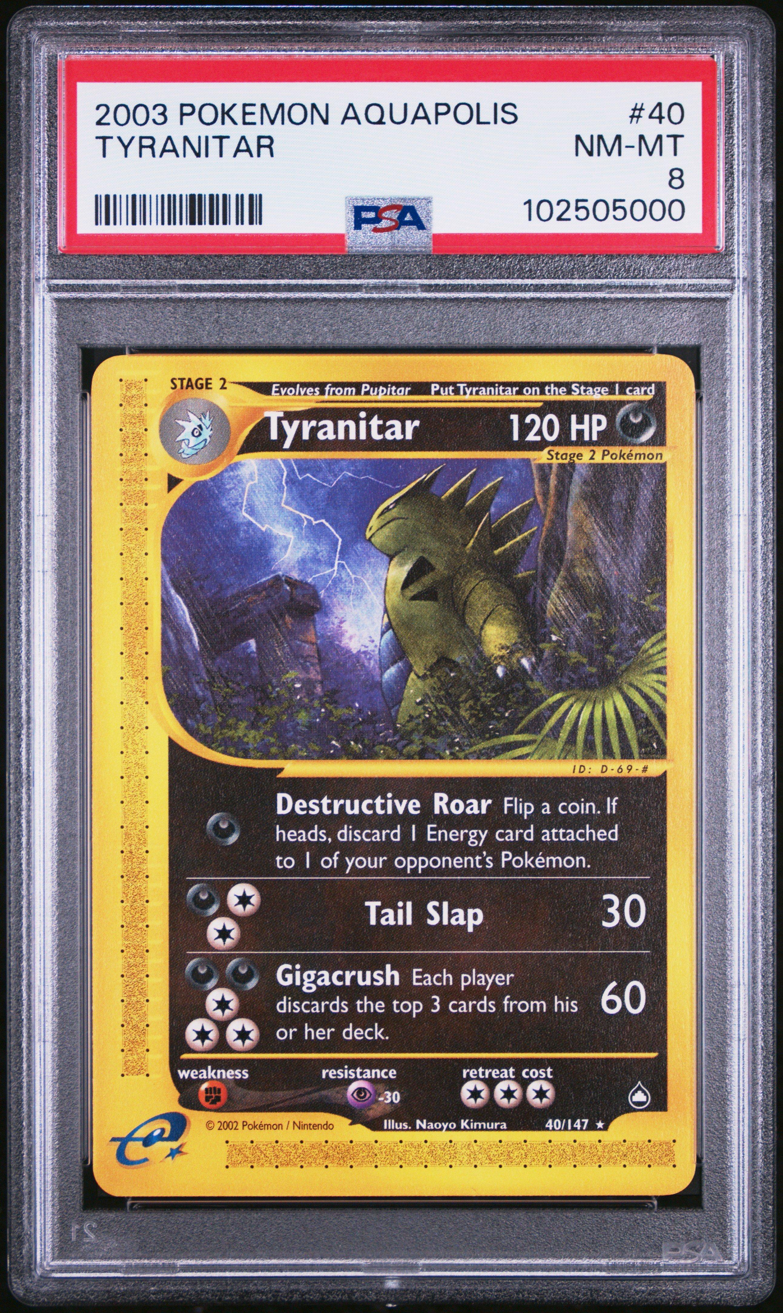 2003 Pokemon Aquapolis 40 Tyranitar PSA