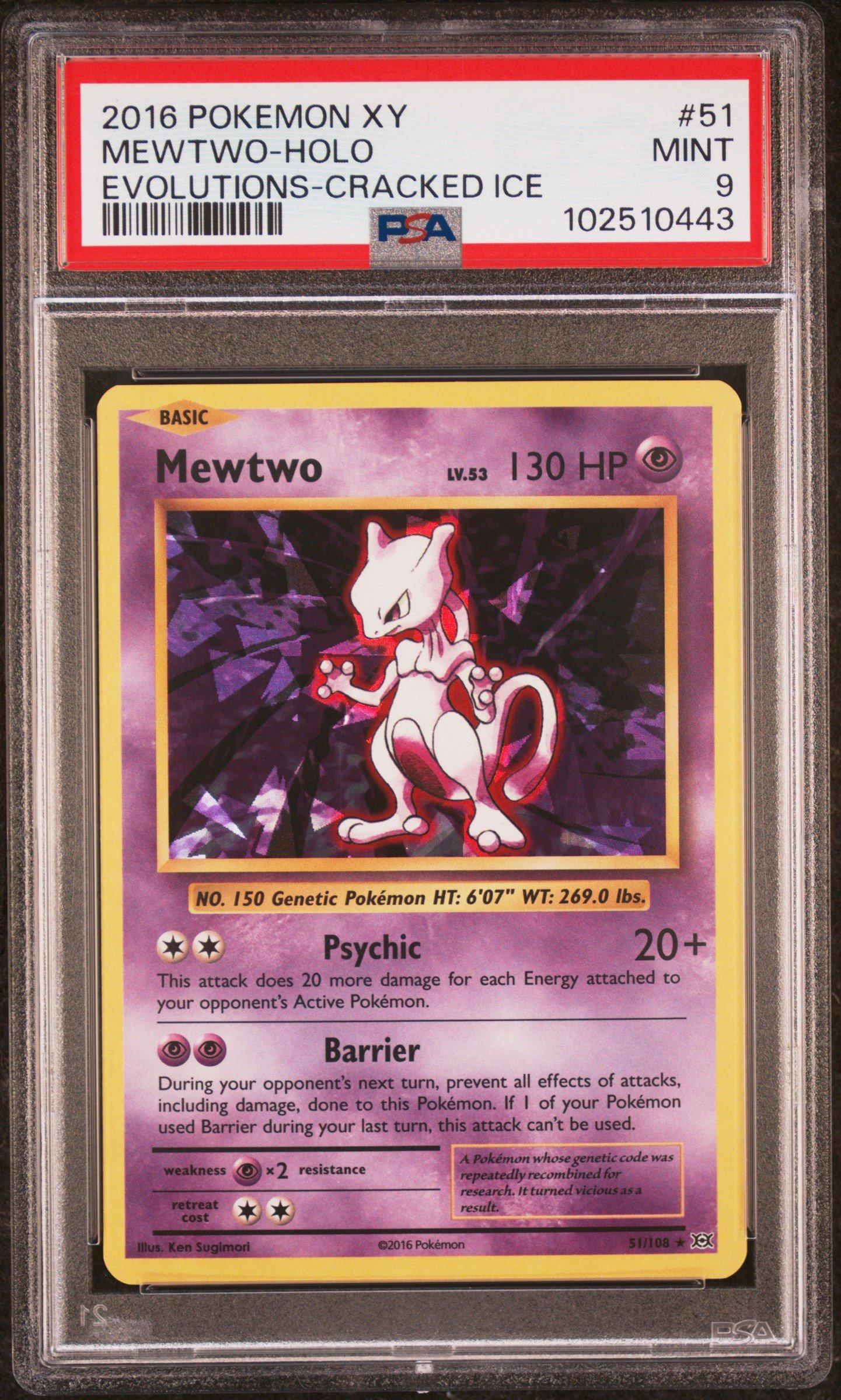 2016 Pokemon Xy Evolutions 51 Mewtwo-holo Cracked Ice PSA 9 Graded