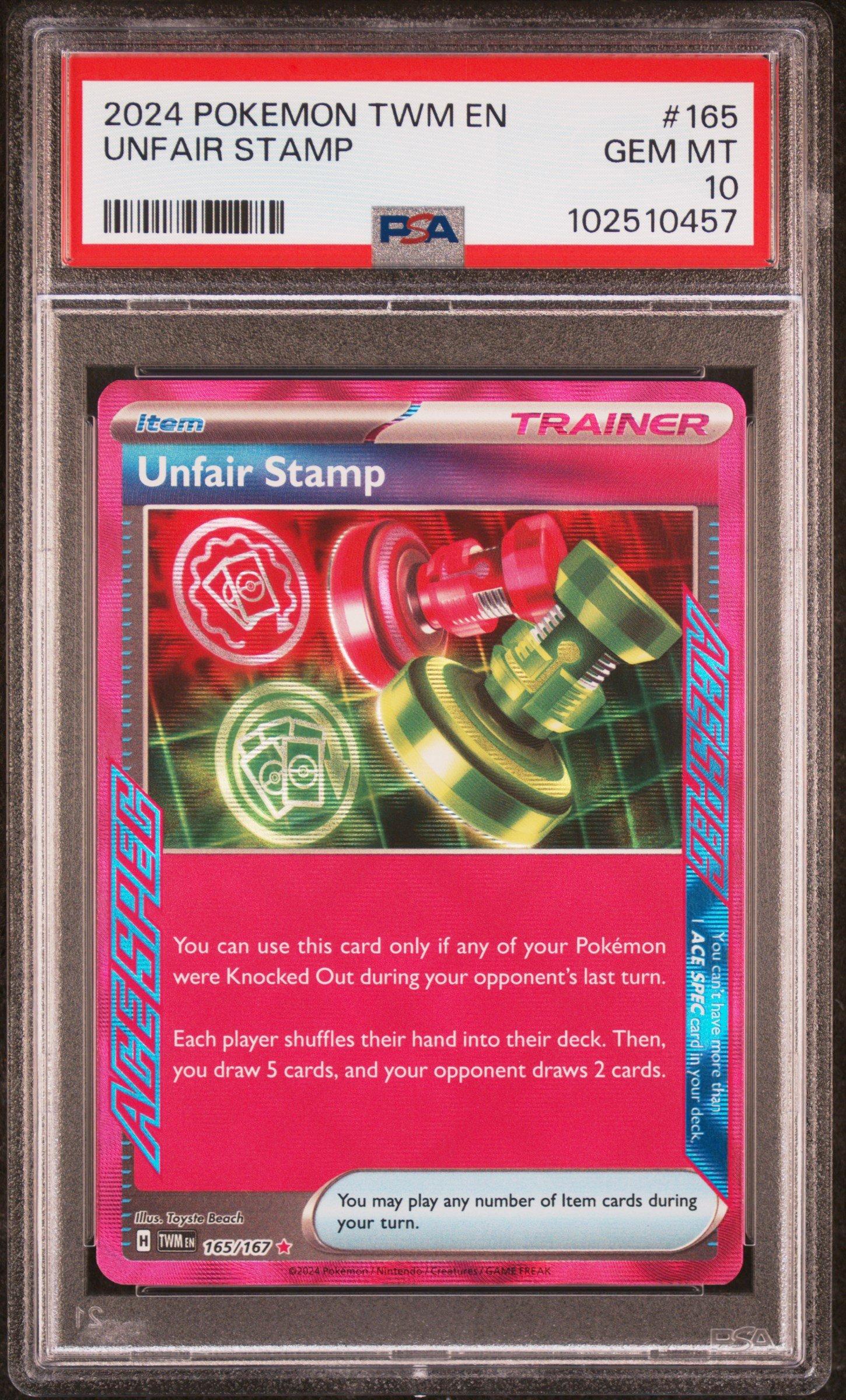 2024 Pokemon Twm En-twilight Masquerade 165 Unfair Stamp PSA 10