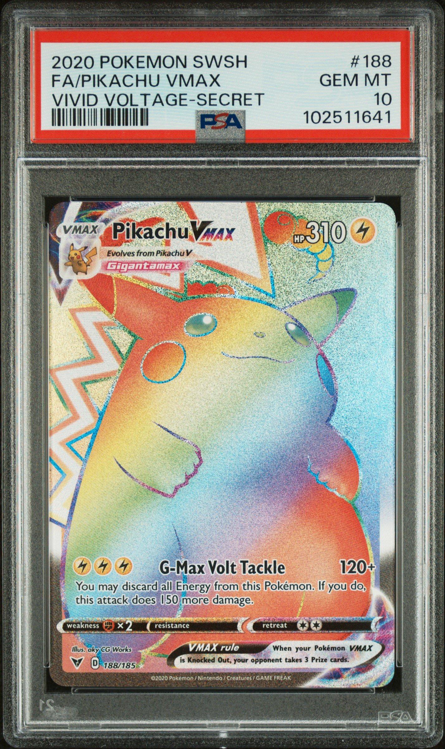 pokemon cards vivid voltage pikachu vmax Vivid Voltage #188/185 Pikachu VMAX (Secret) TGA 9.5 main image 1