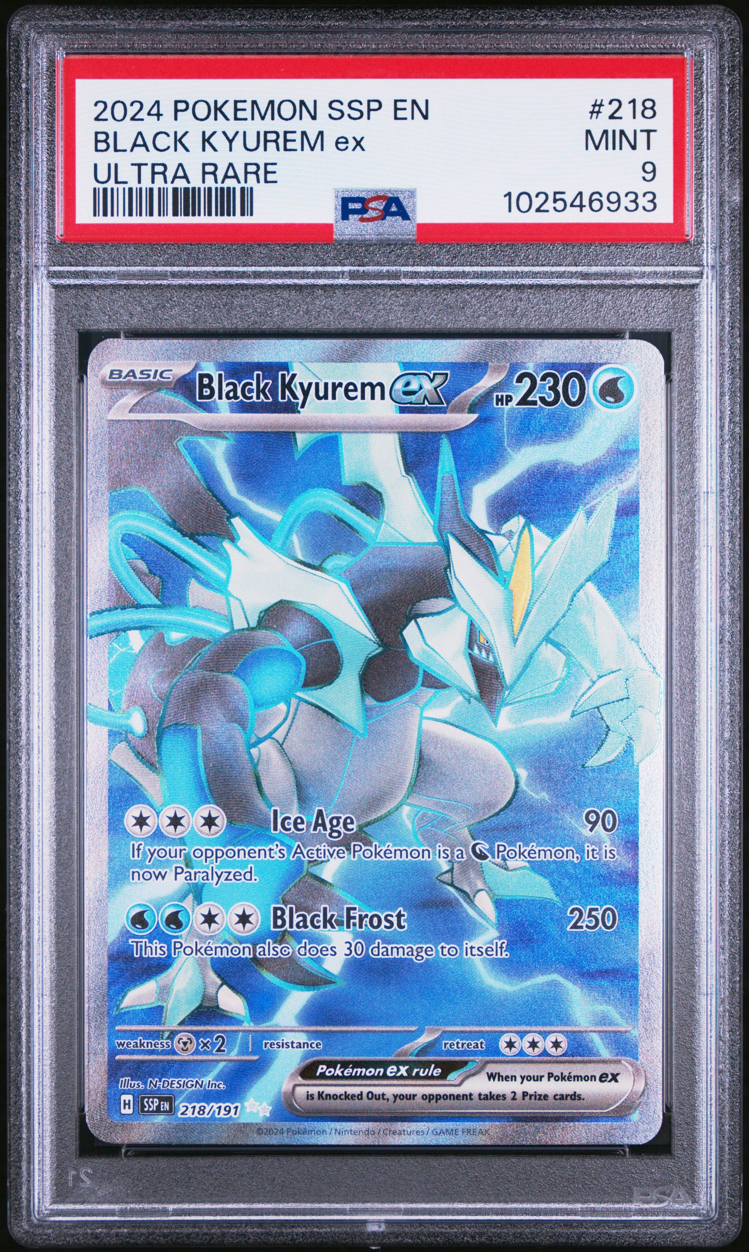 2024 Pokemon Ssp En-surging Sparks 218 Black Kyurem Ex Ultra Rare PSA 9