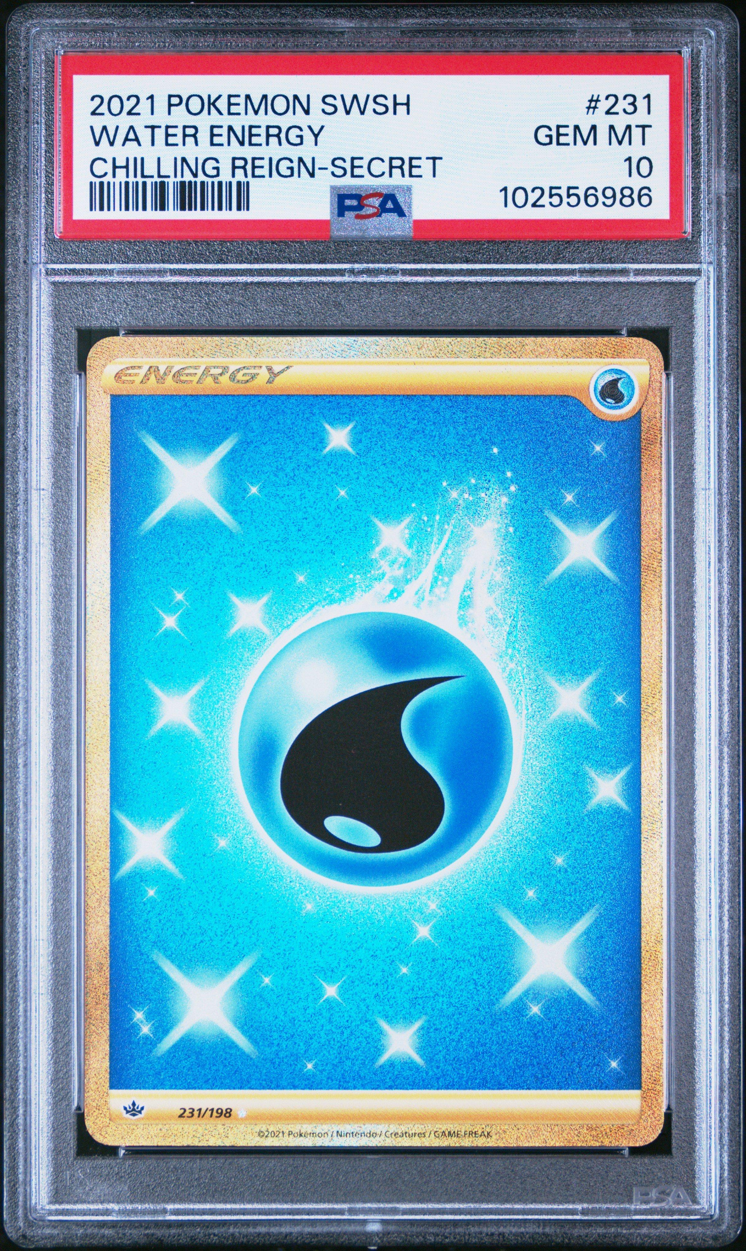 2021 Pokemon Sword & Shield Chilling Reign 231 Water Energy Secret PSA