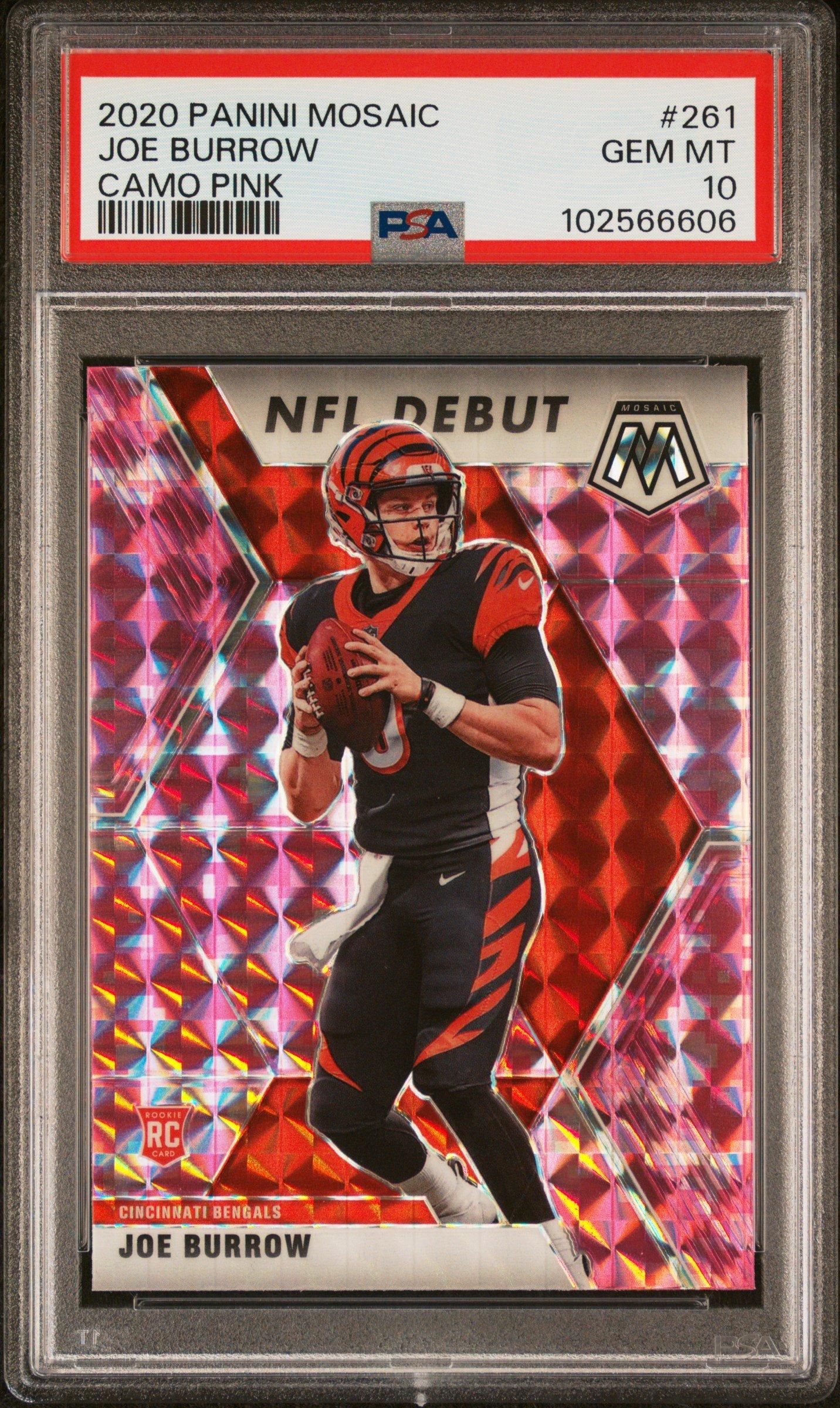 2020 Panini Mosaic Joe Burrow Camo Pink PSA