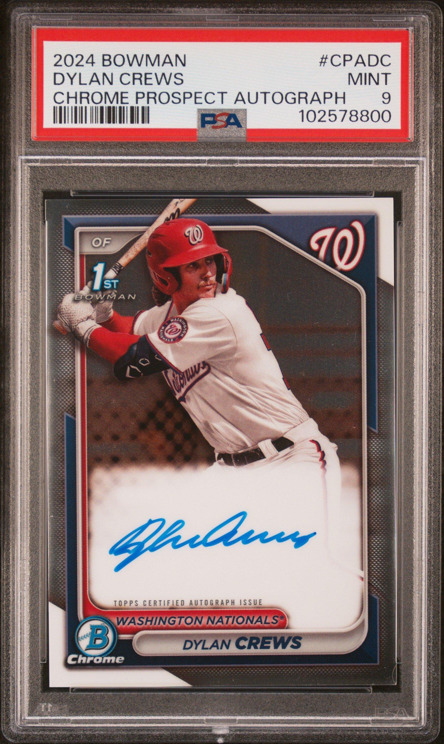 2024 Bowman Chrome Prospect Autographs Cpadc Dylan Crews PSA 9