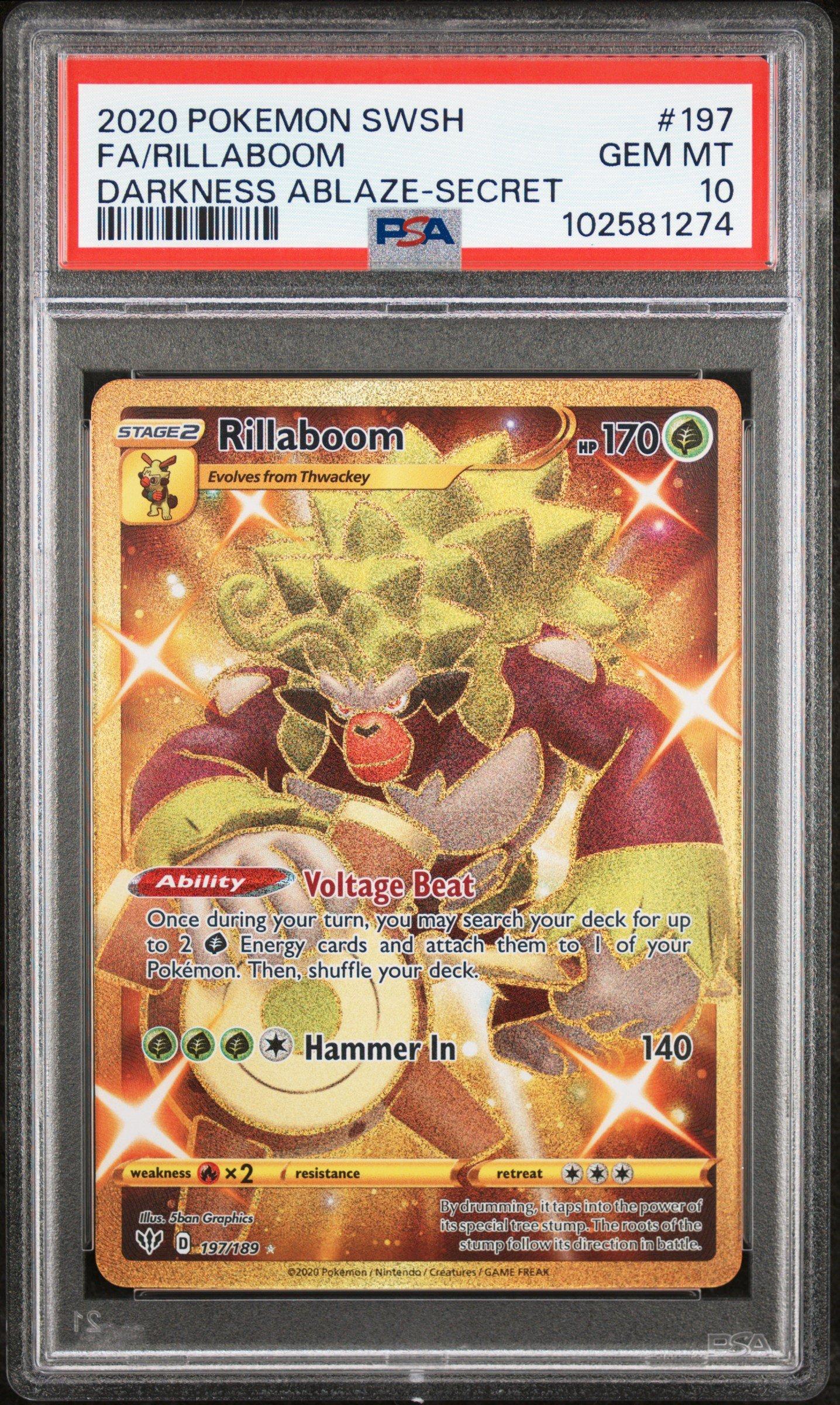 2020 Pokemon Sword & Shield Darkness Ablaze 197 Full Art/rillaboom Secret PSA