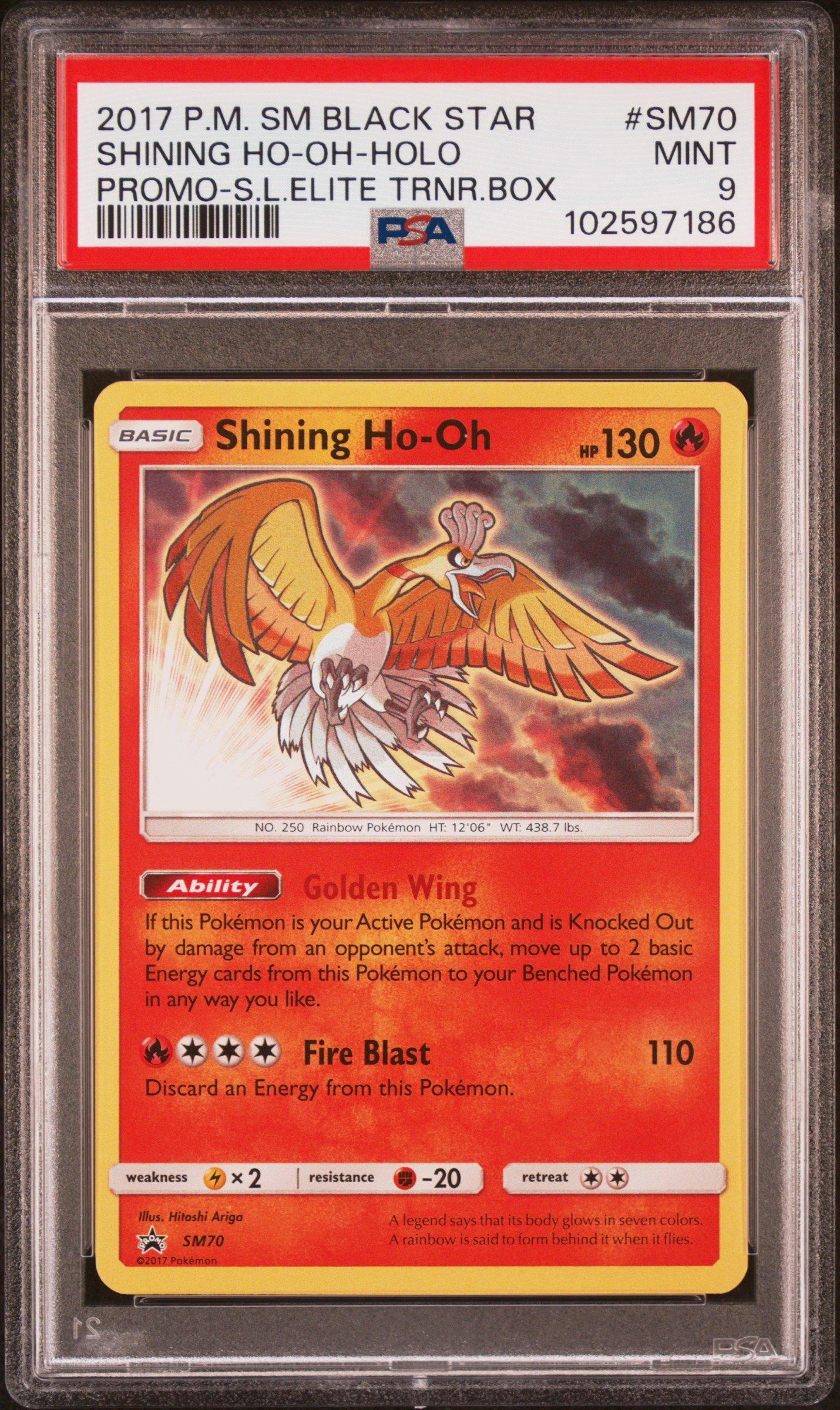 2017 Pokemon Sm Black Star Promo Sm70 Shining Ho-oh-holo Shining Legends  Elite Trainer Box PSA 9 Graded Card | GameStop