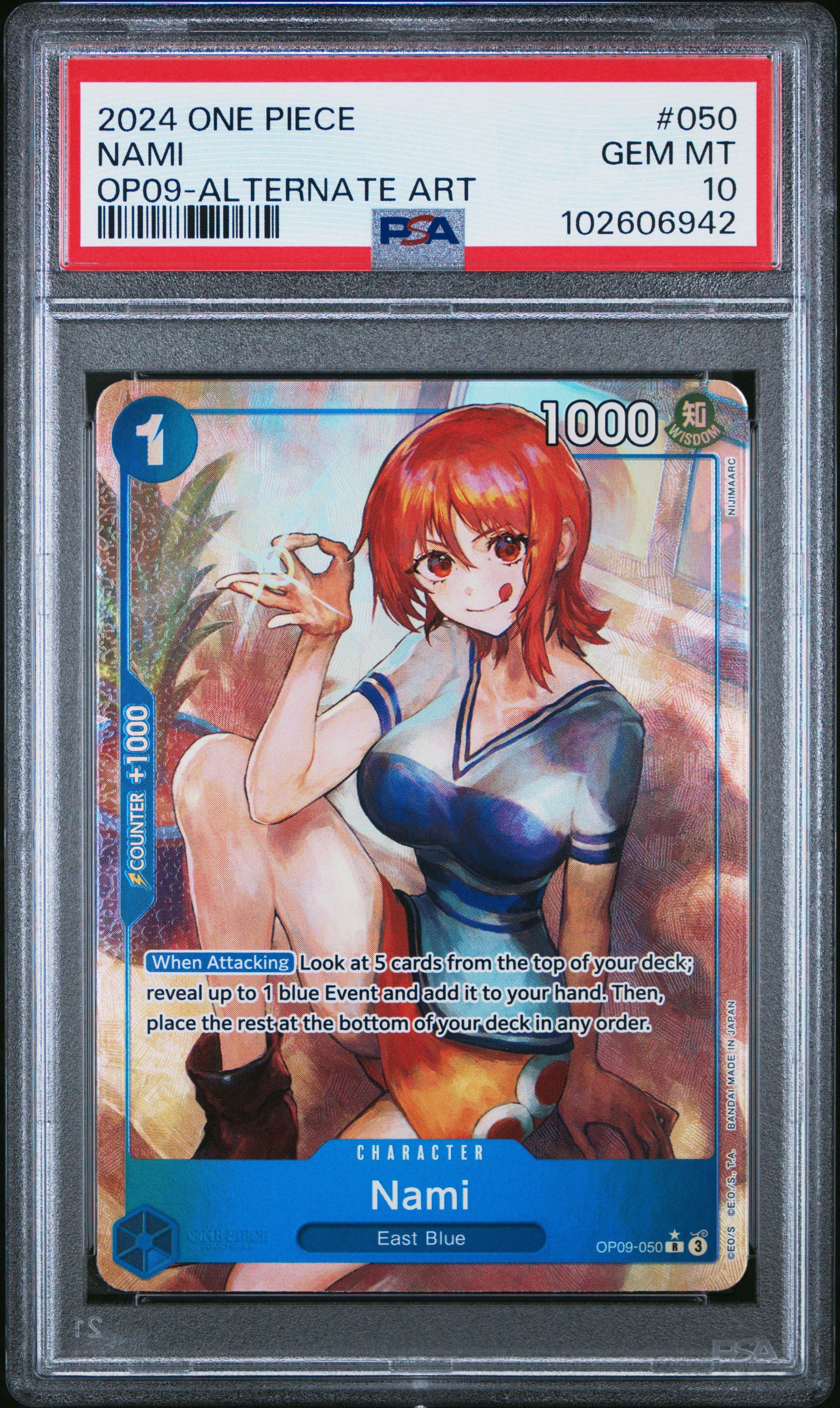 2024 One Piece Op09-emperors In The New World 050 Nami Alternate Art PSA 10