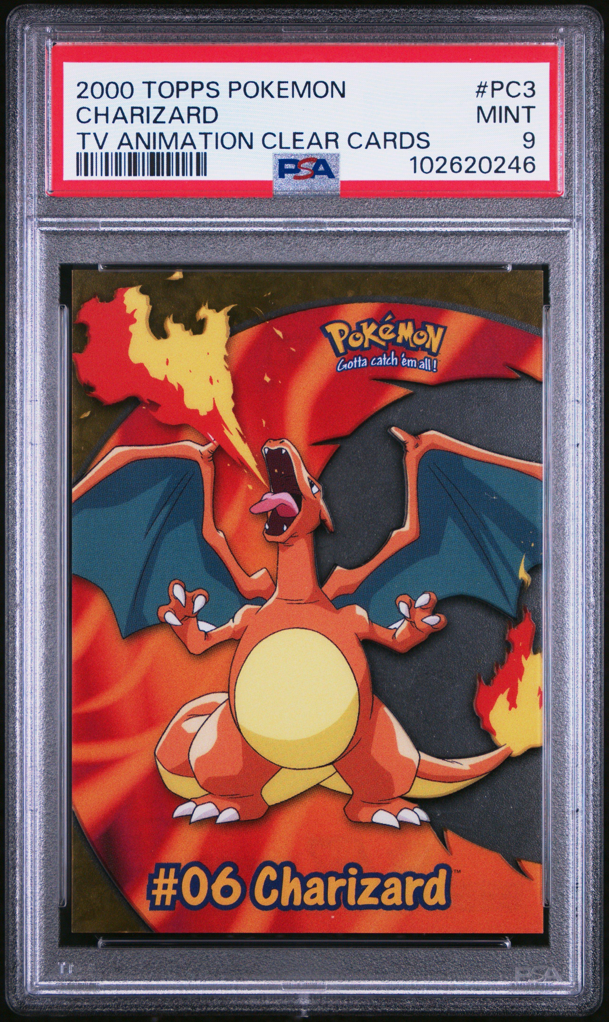 2000 Topps Pokemon Tv Animation Clear Cards Pc3 Charizard PSA