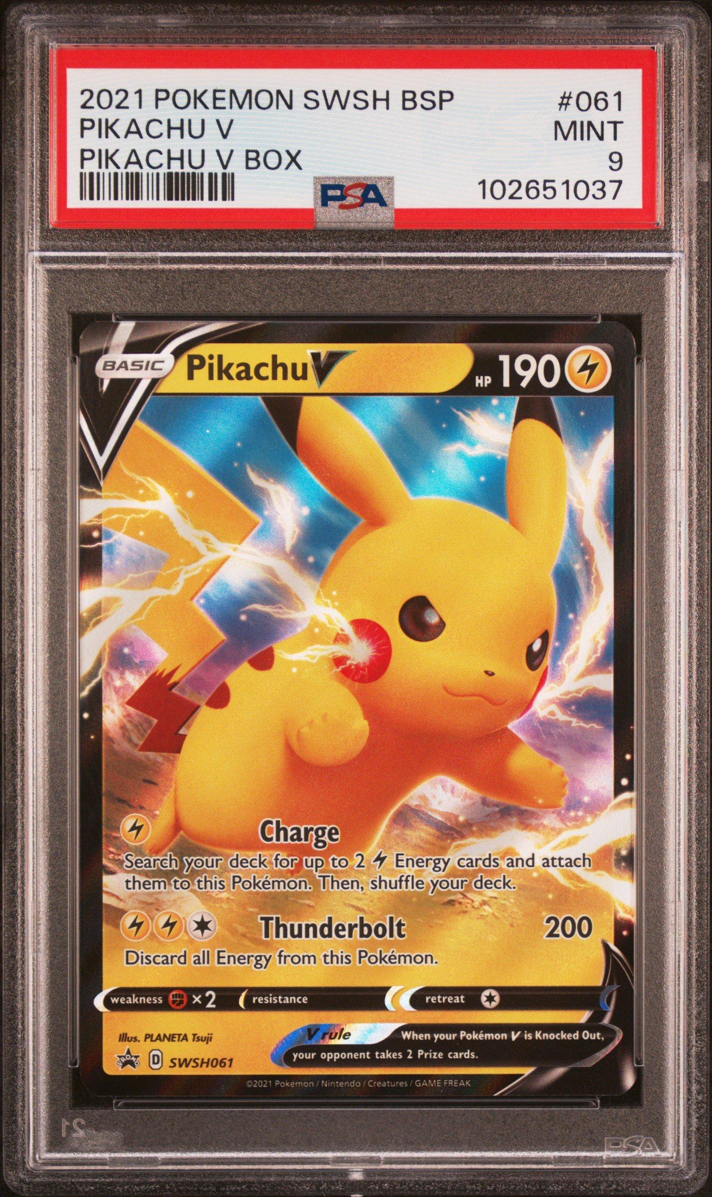 2021 Pokemon Swsh Black Star Promo 061 Pikachu V Pikachu V Box PSA