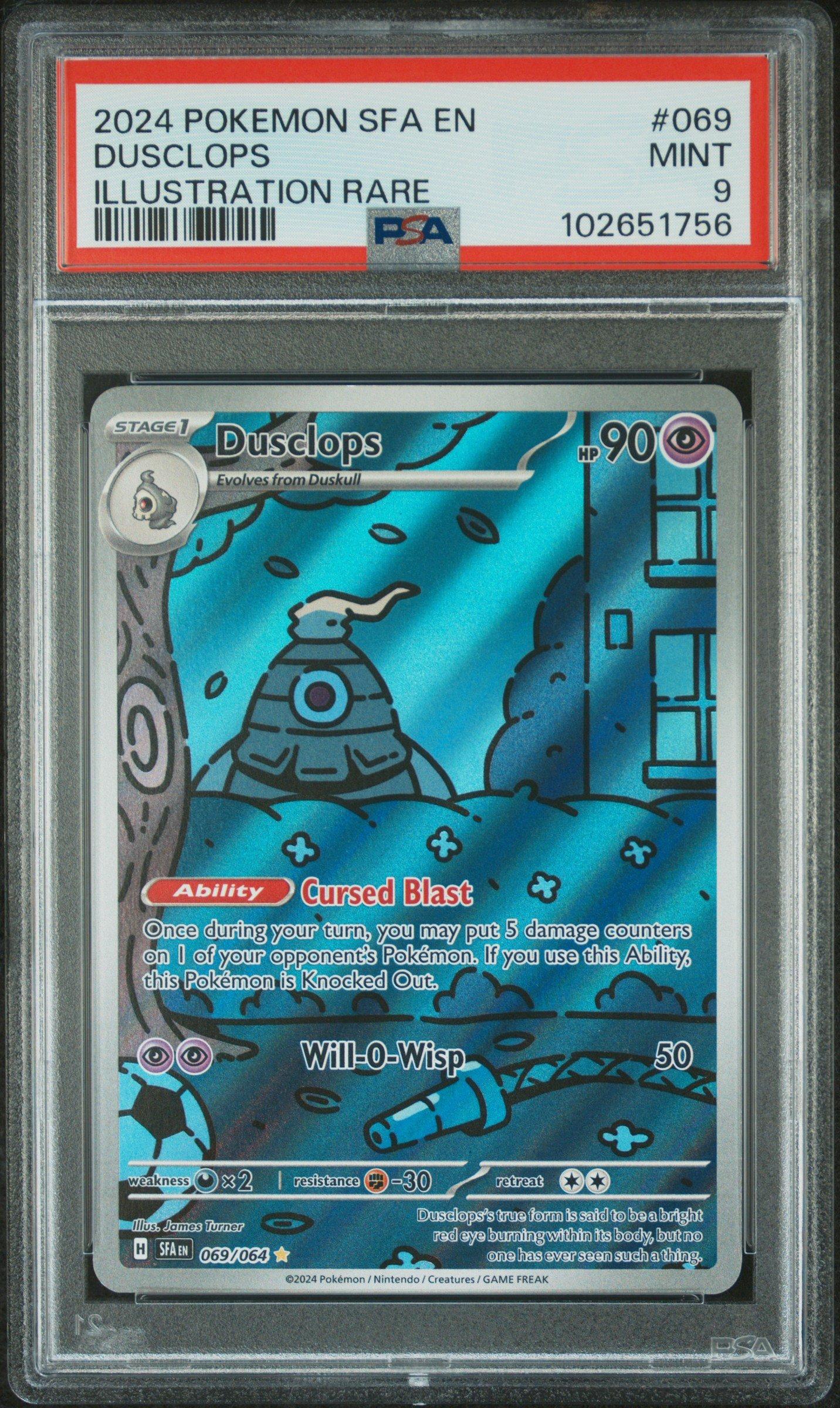 聖別されたスフィンクス FOIL PSA 9 Graded 2024 Pokemon Sfa En-shrouded Fable 069 Dusclops Illustration