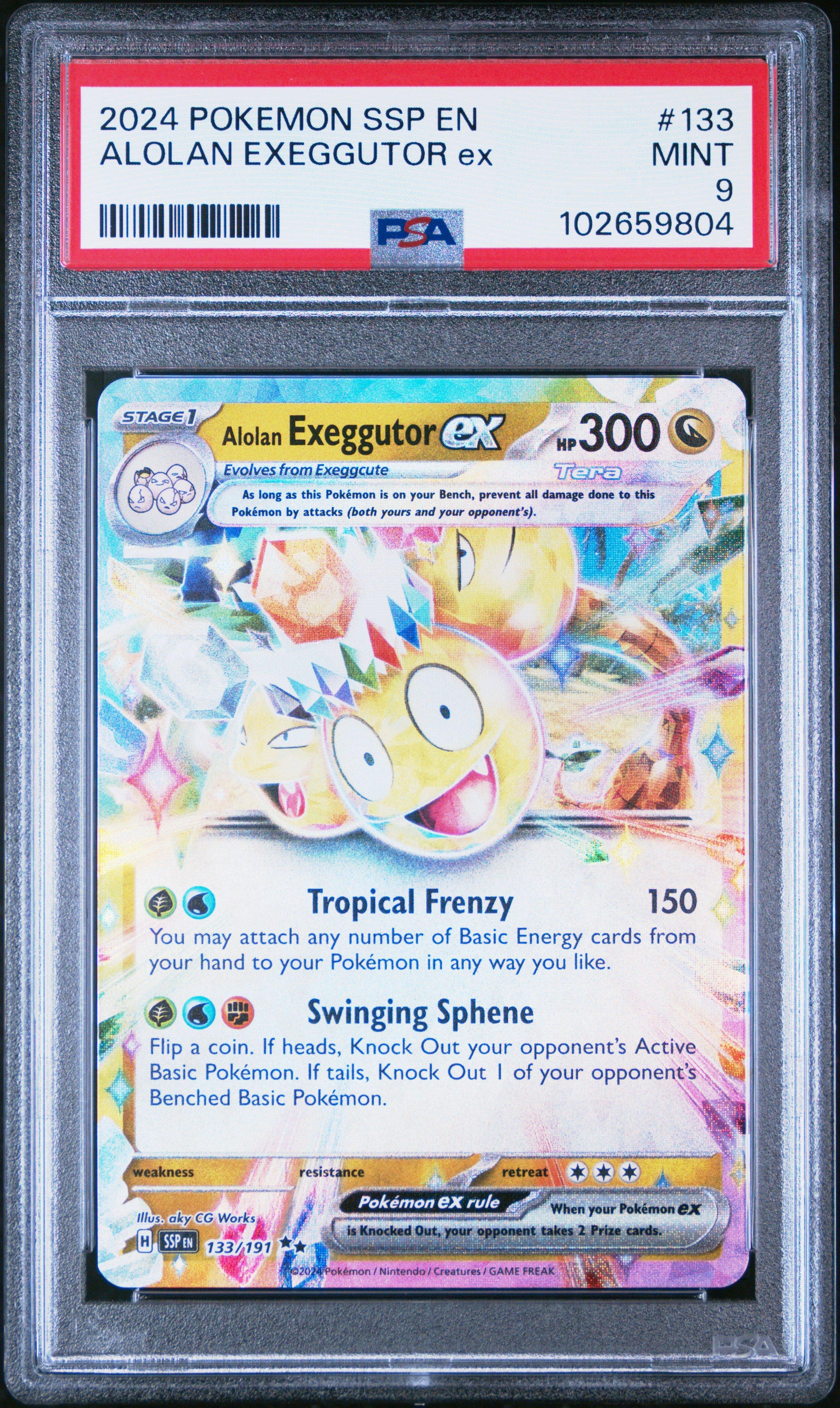 2024 Pokemon Ssp En-surging Sparks 133 Alolan Exeggutor Ex PSA 9