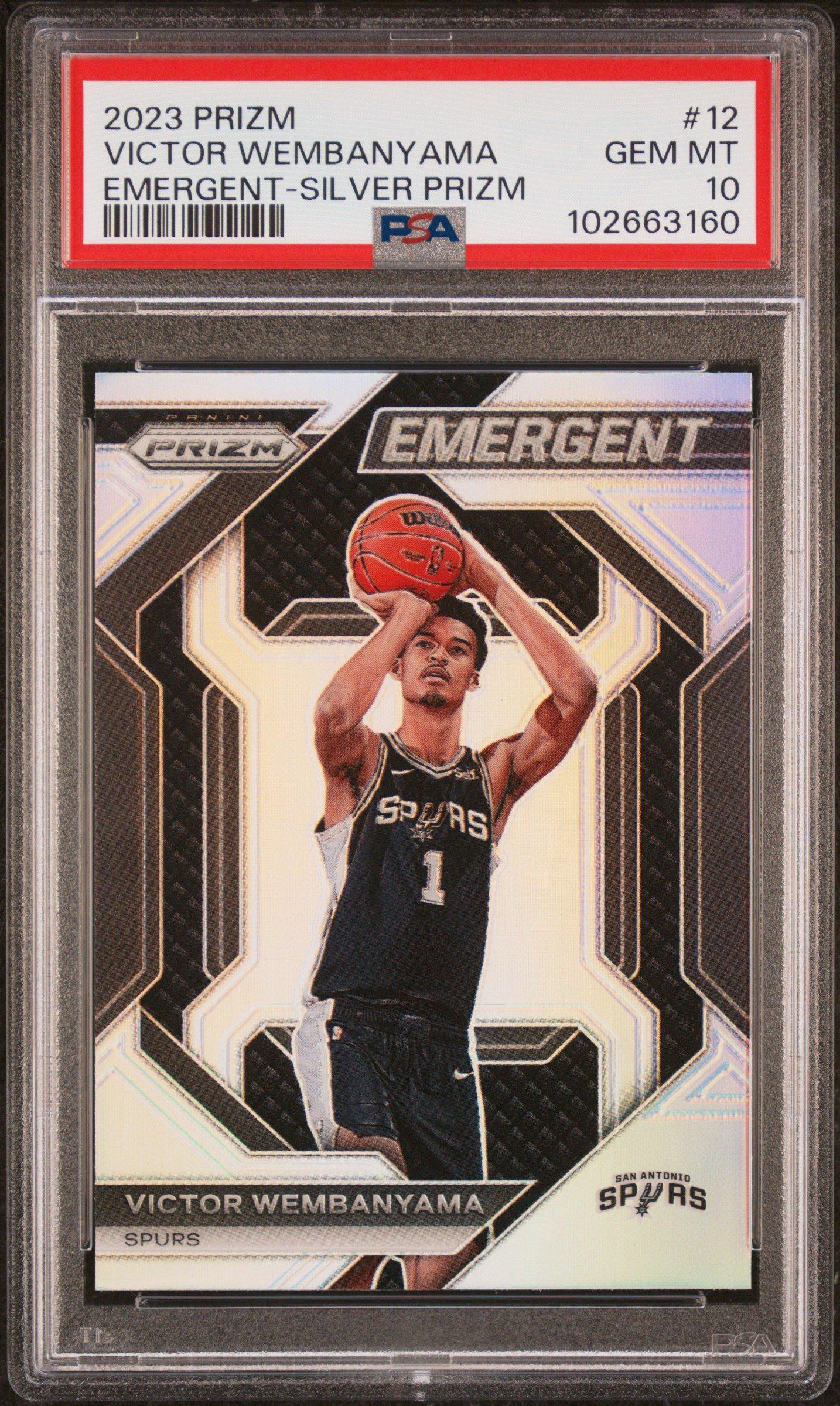 2023 Panini Prizm Emergent 12 Victor Wembanyama Silver Prizm PSA
