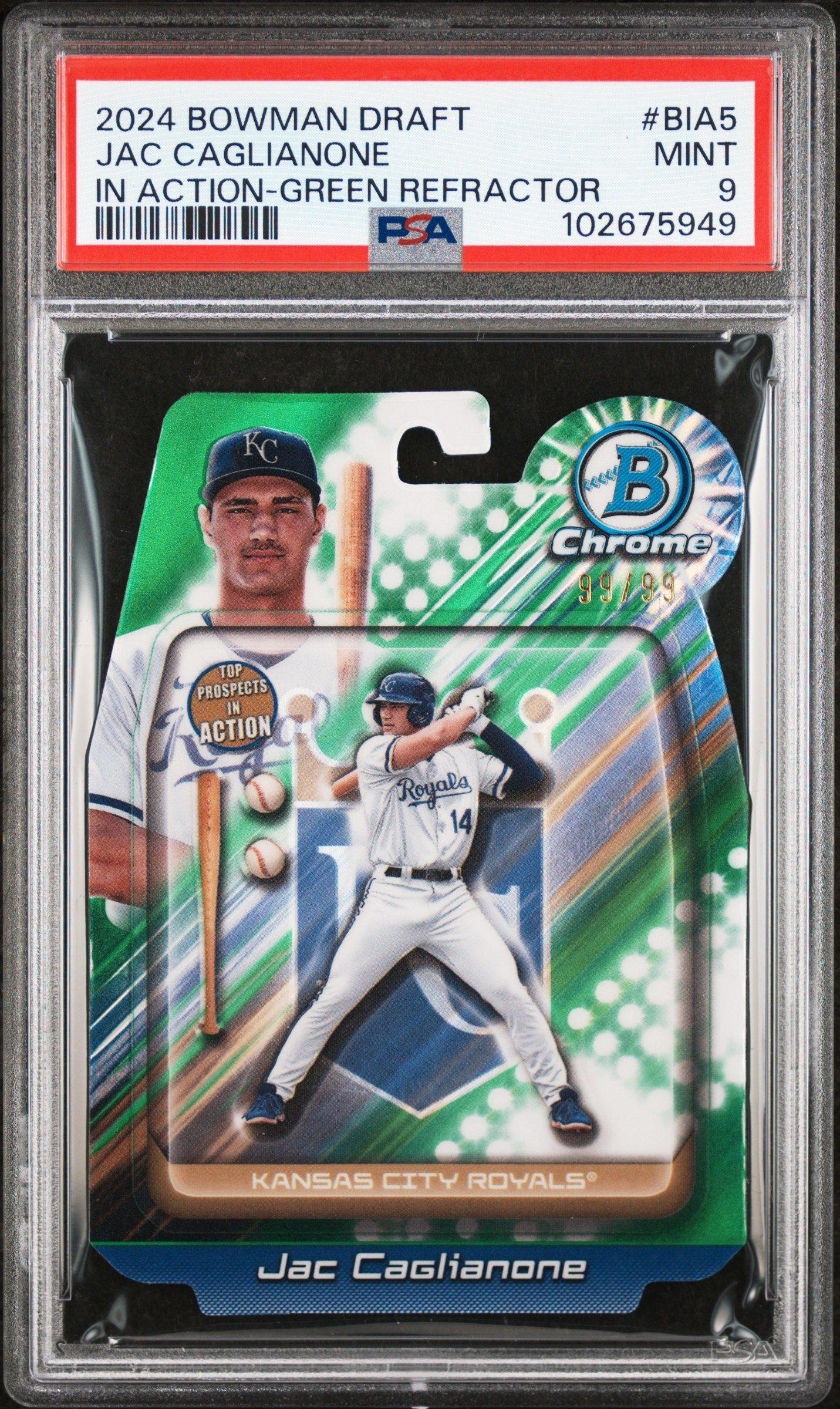2024 Bowman Draft Bowman In Action Bia5 Jac Caglianone Green Refractor PSA 9