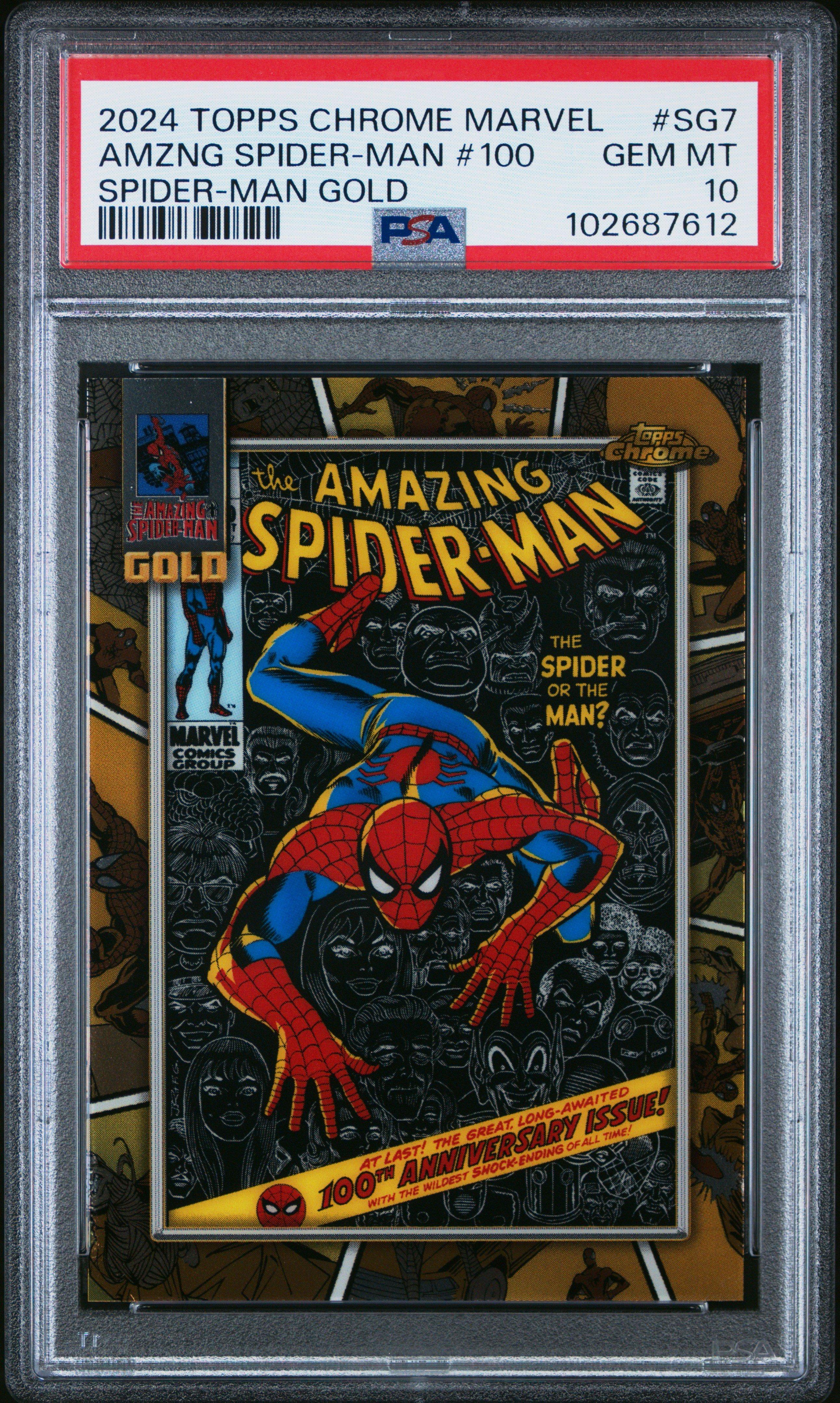 2024 Topps Chrome Marvel Spider-man Gold Sg7 The Amazing Spider-man #100 PSA 10