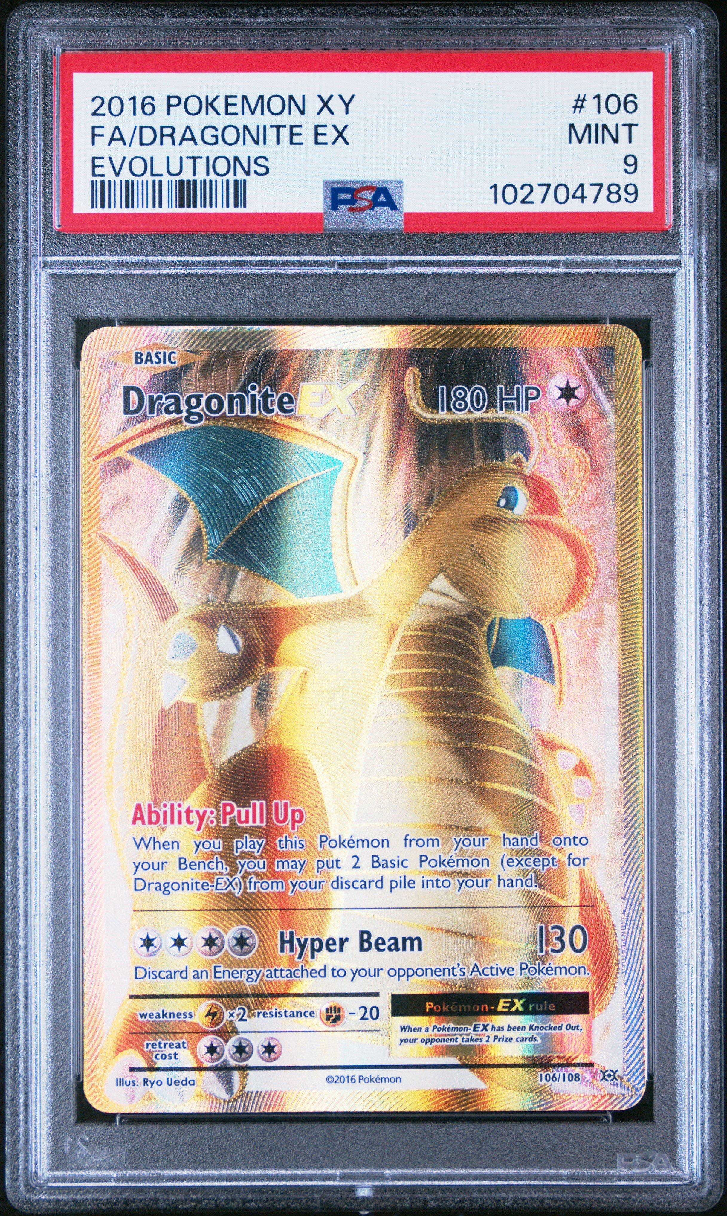 2016 pokemon trading cards Xy Evolutions 106 Full Art/dragonite Ex PSA 9 Rare Retreat cost 🔥 2016 Pokemon XY Evolutions