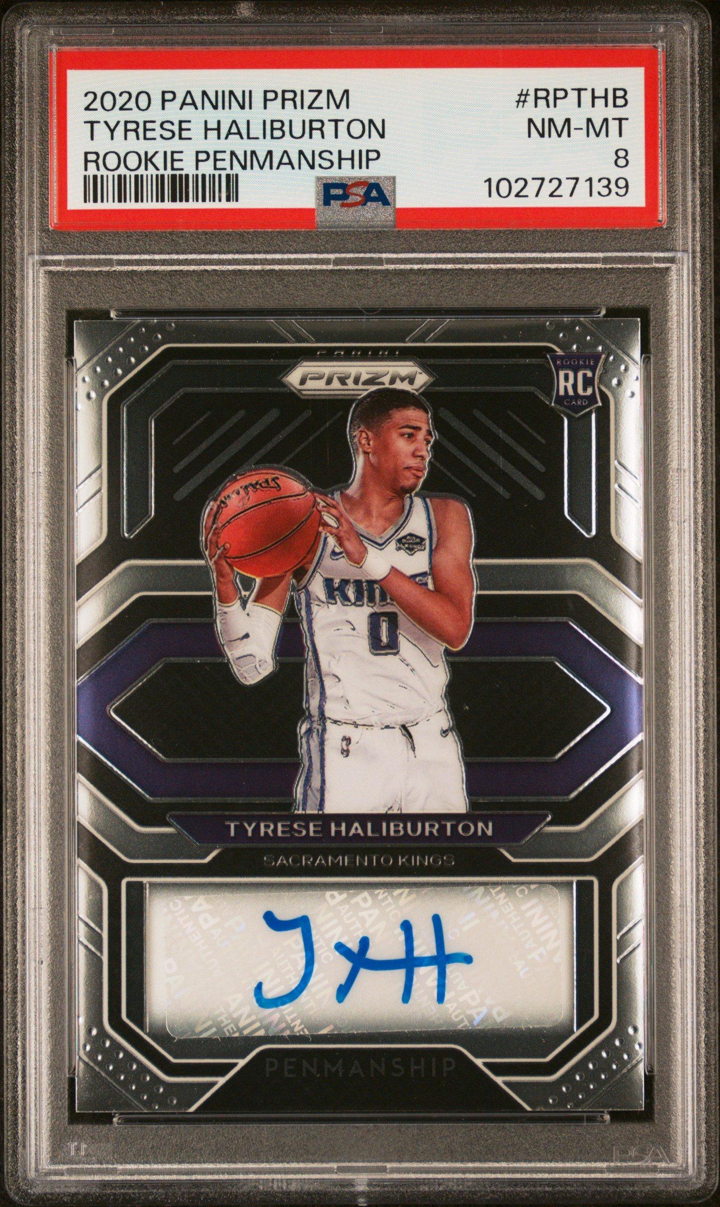2020 Panini Prizm Rookie Penmanship Rpthb Tyrese Haliburton PSA 8