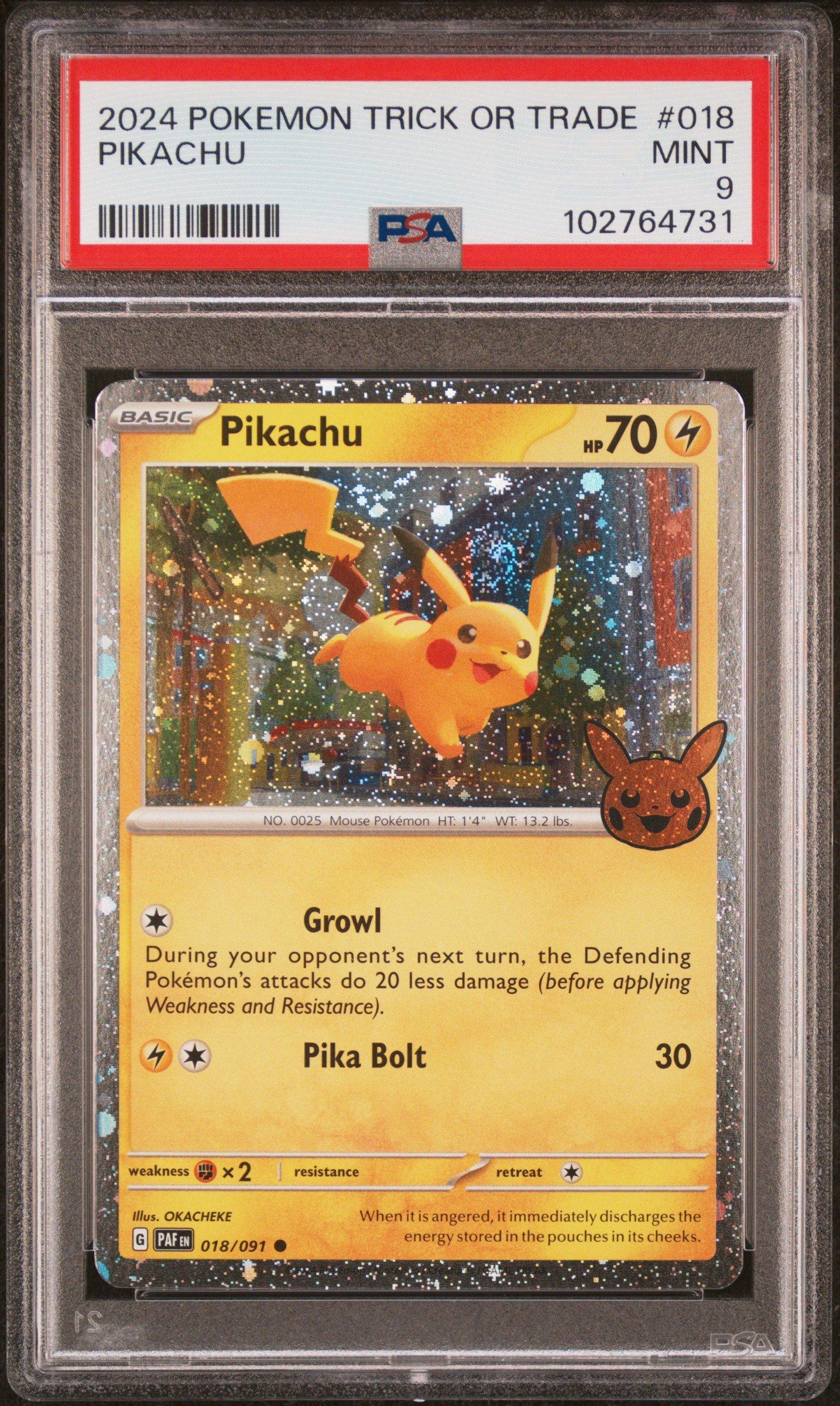 2024 Pokemon Trick Or Trade 018 Pikachu PSA 9 Graded Card | GameStop