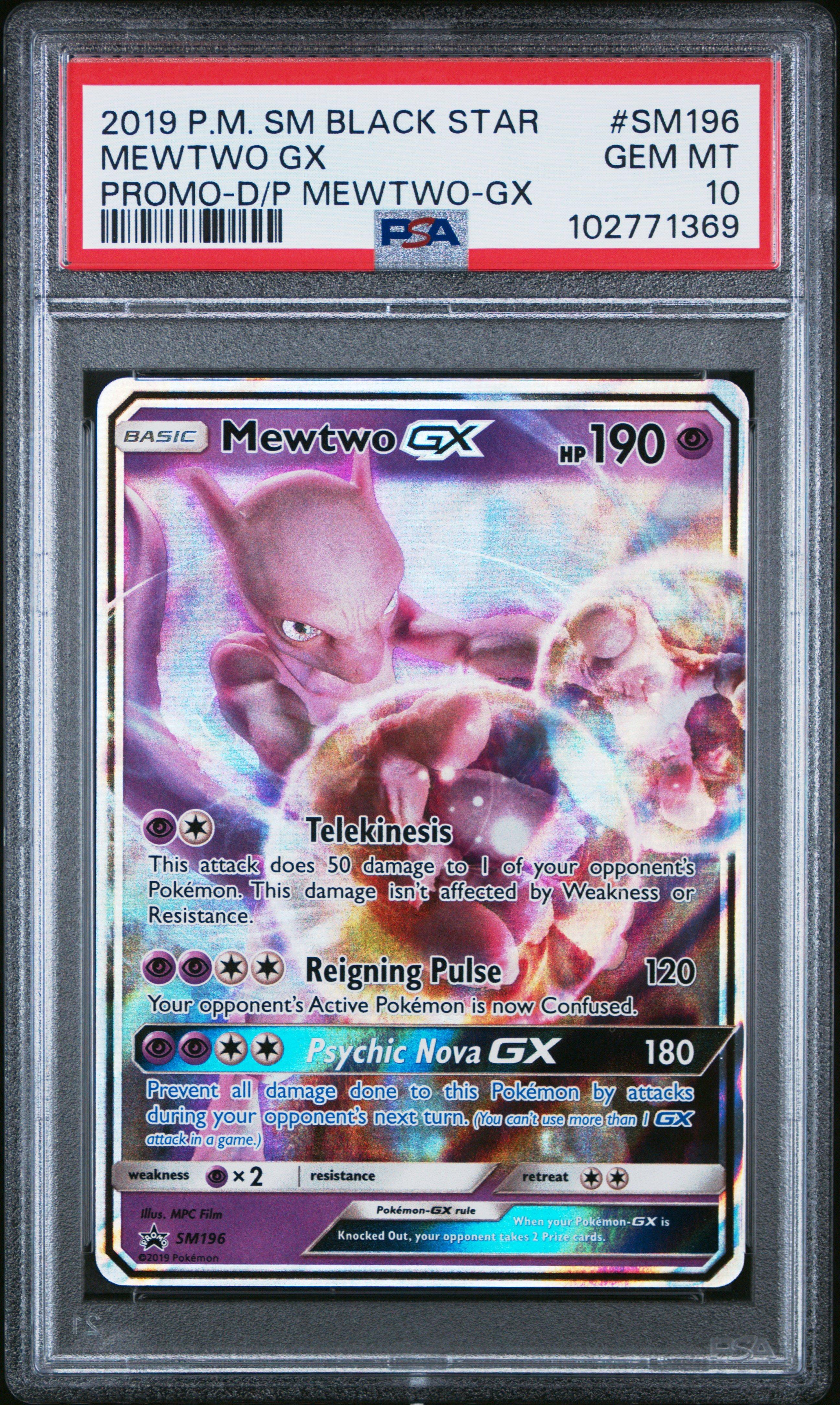 2019 Pokemon Sm Black Star Promo Sm196 Mewtwo Gx Detective Pikachu Mewtwo-gx PSA