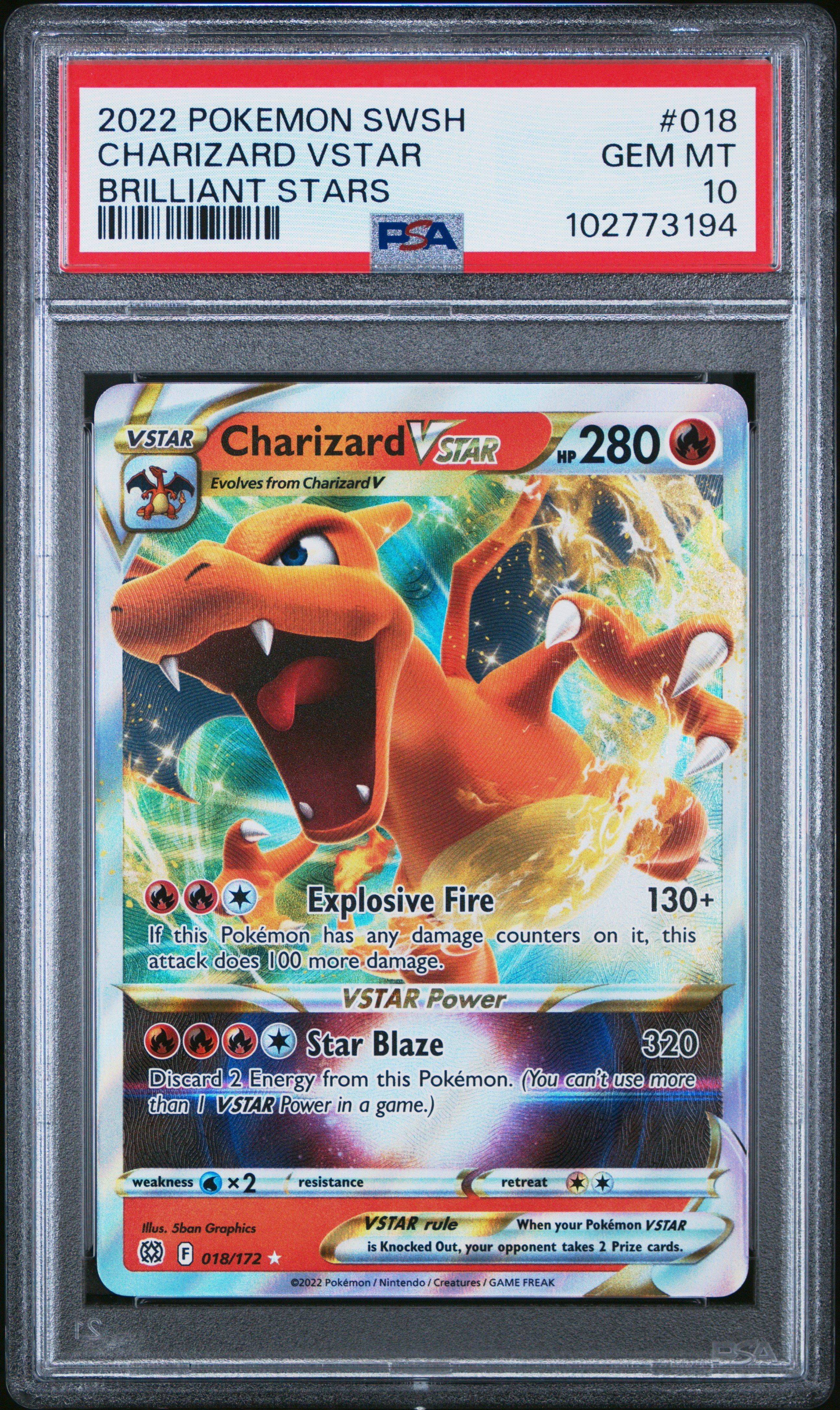 2022 Pokemon Sword & Shield Brilliant Stars 018 Charizard Vstar