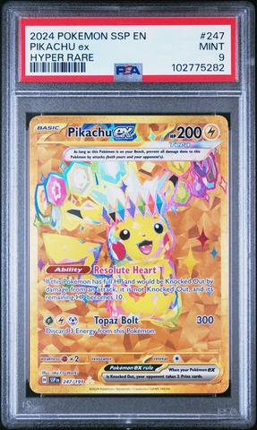 2024 Pokemon Ssp En-surging Sparks 247 Pikachu Ex Hyper Rare PSA 9