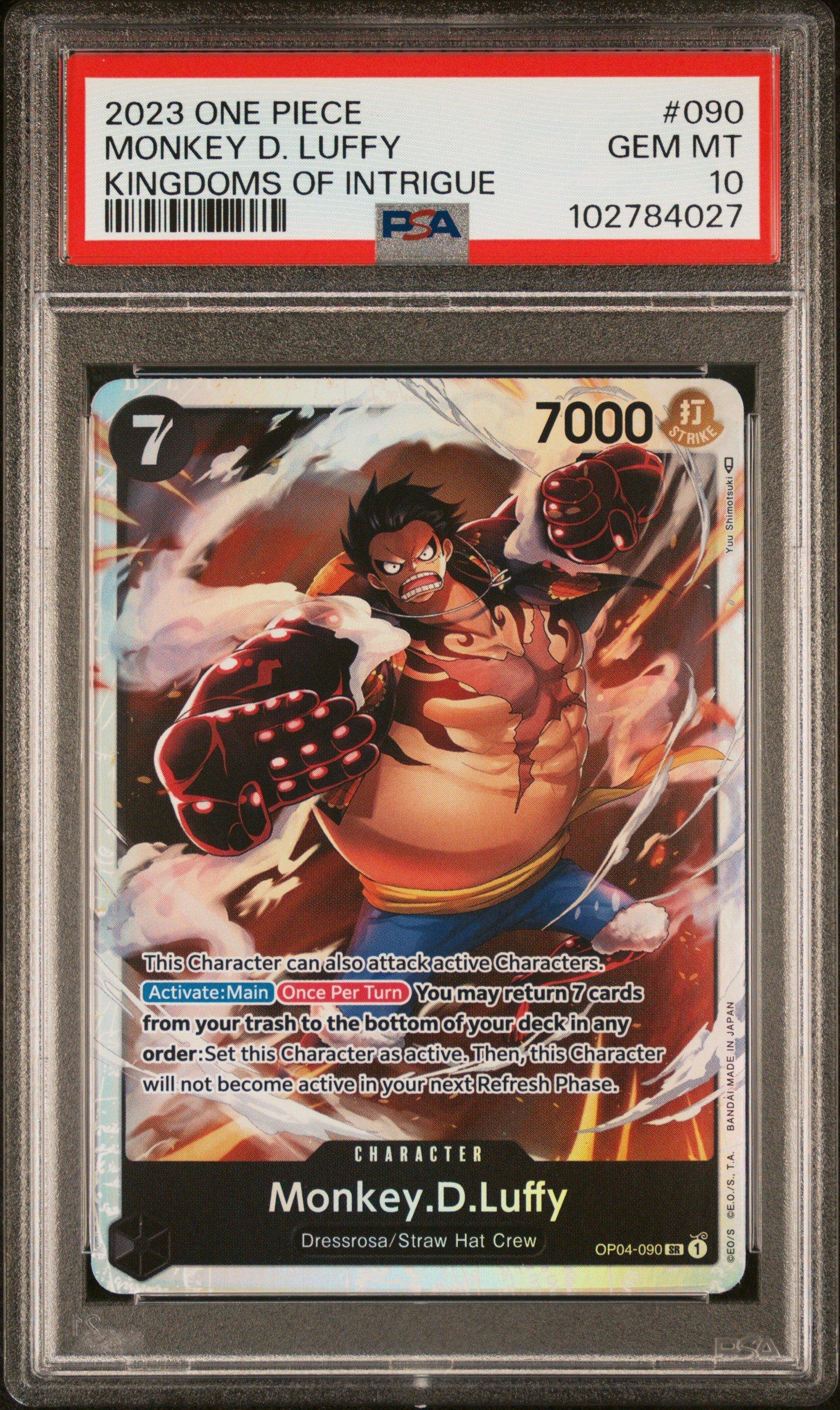 2023 One Piece Op04-kingdoms Of Intrigue 090 Monkey D. Luffy PSA 10