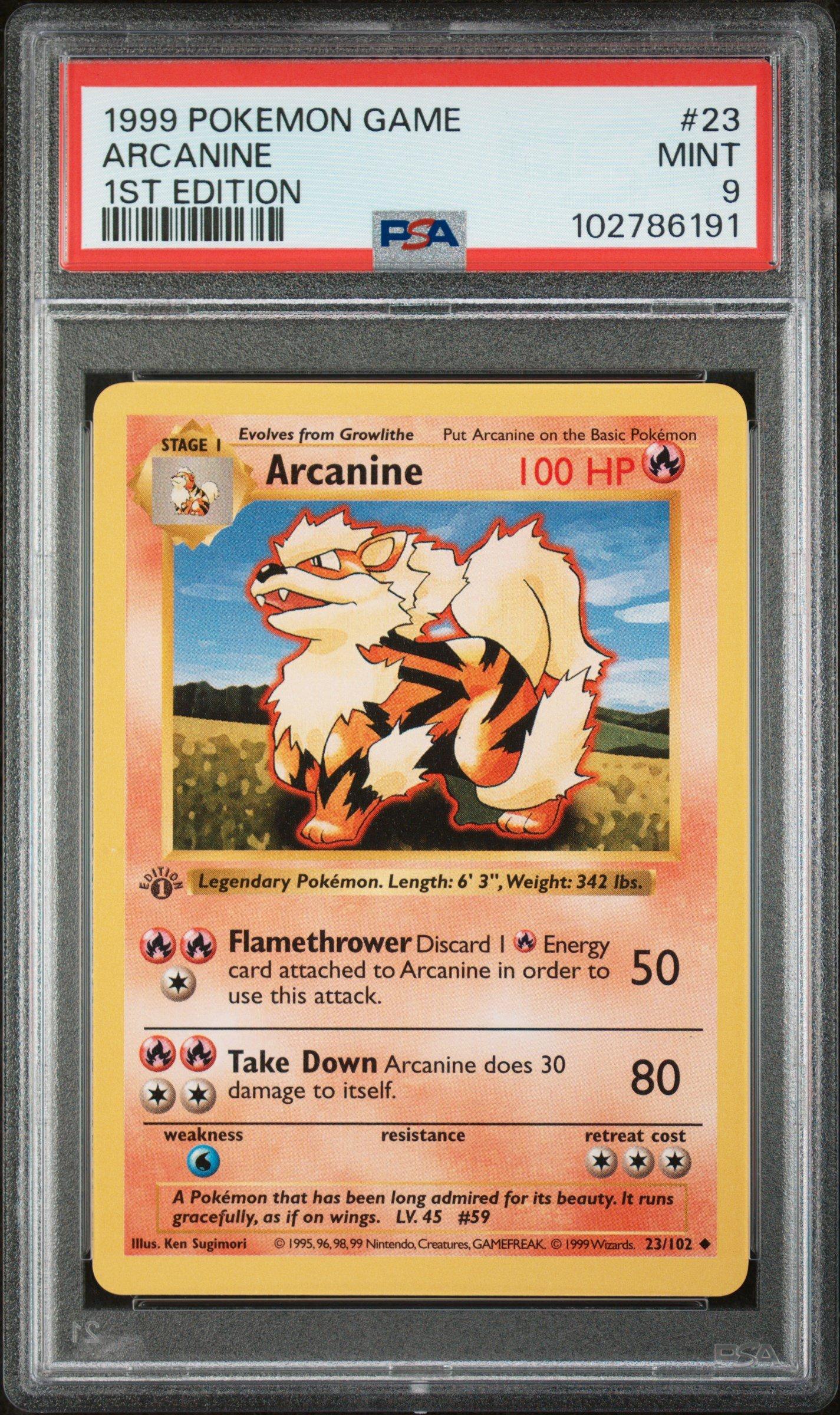 1999 Pokemon Game 23 Arcanine 1st Edition PSA 9 Graded Card | GameStop