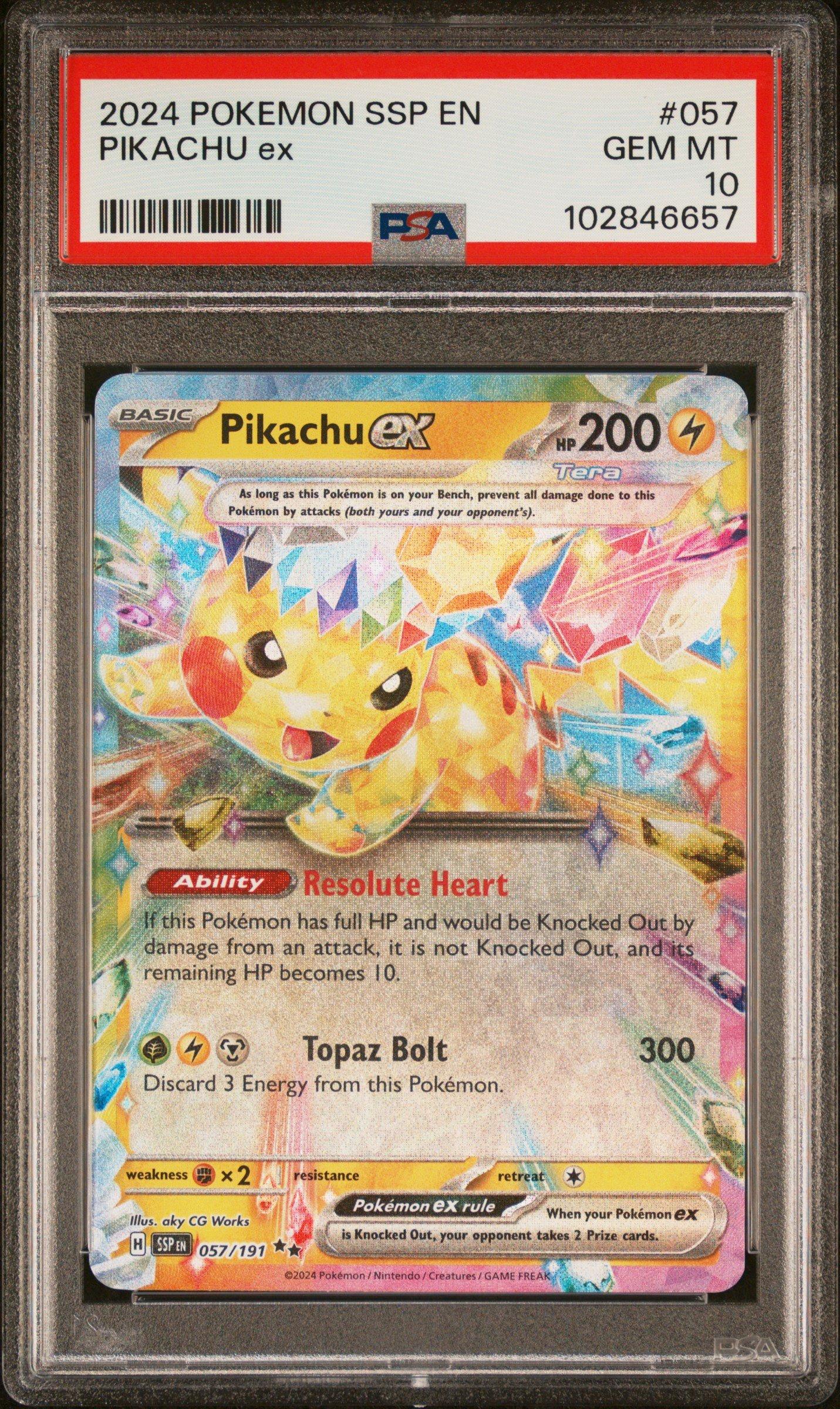 中野一花　SSP PSA10 2024 Pokemon Ssp En-surging Sparks 057 Pikachu Ex PSA 10 Graded